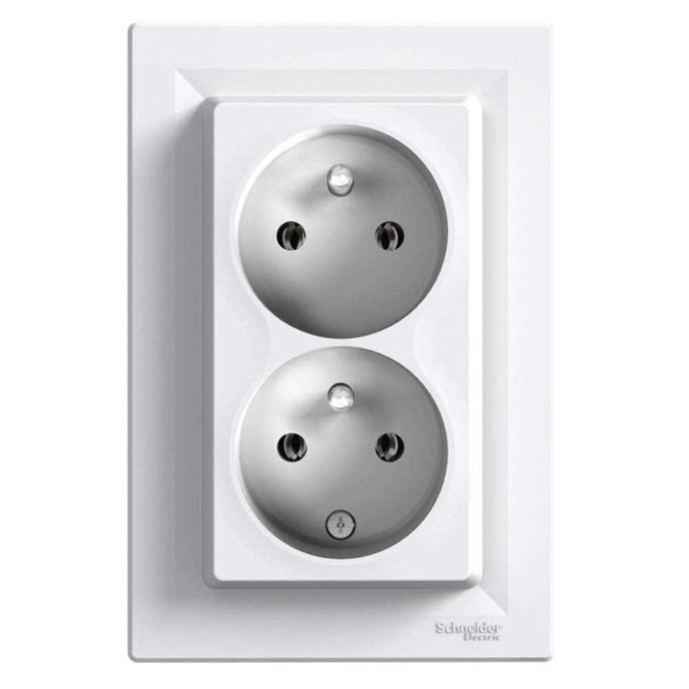 Double prise avec terre Asfora blanc - SCHNEIDER ELECTRIC