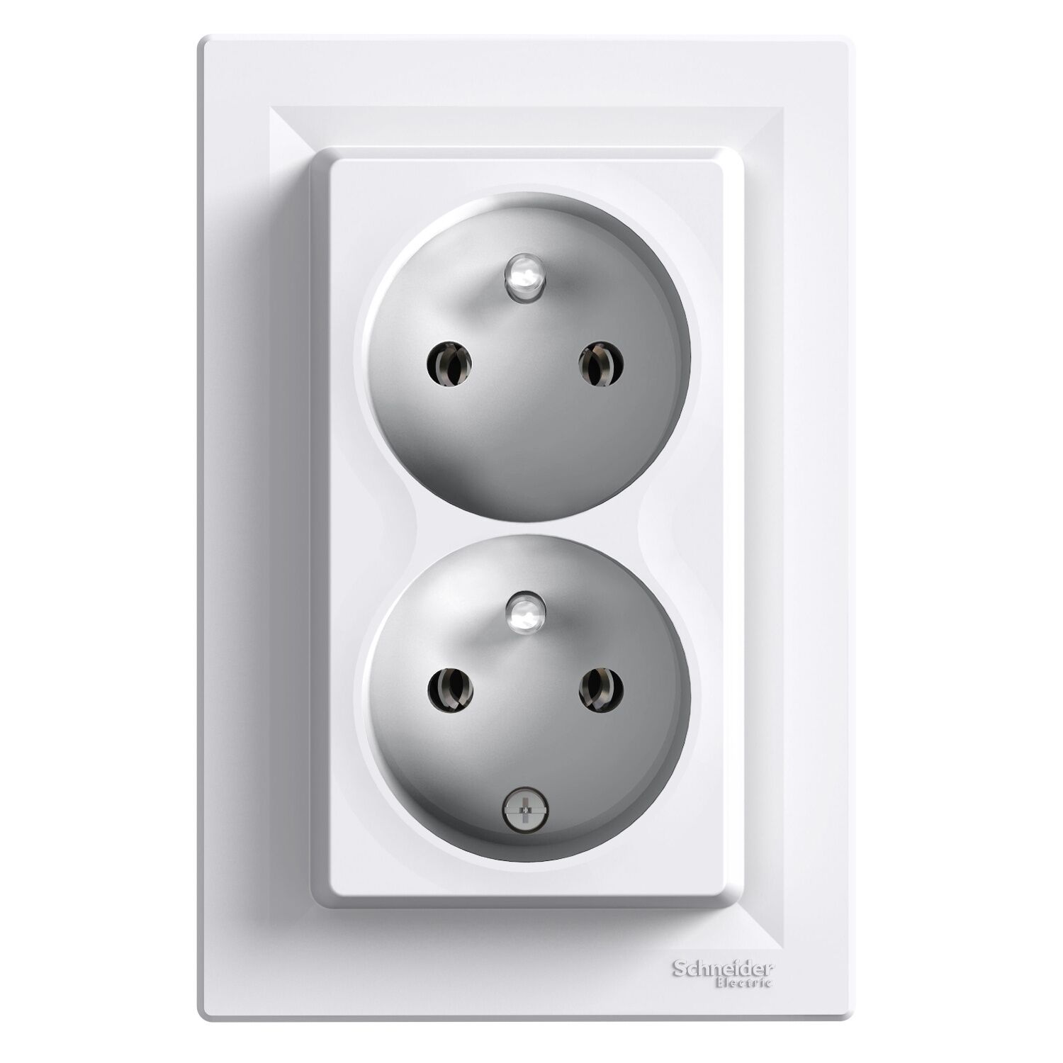 Double prise avec terre Asfora blanc - SCHNEIDER ELECTRIC