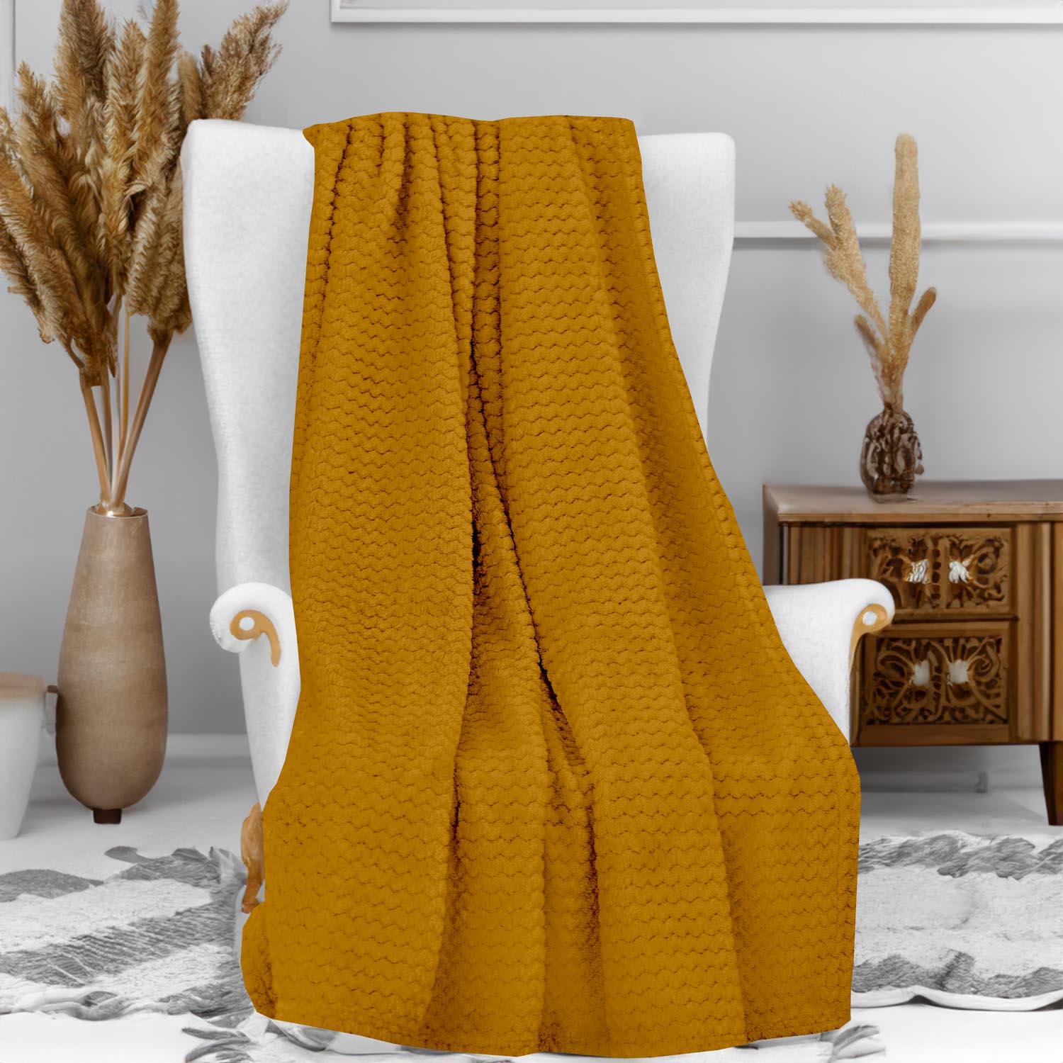 Plaid Cocooning moutarde