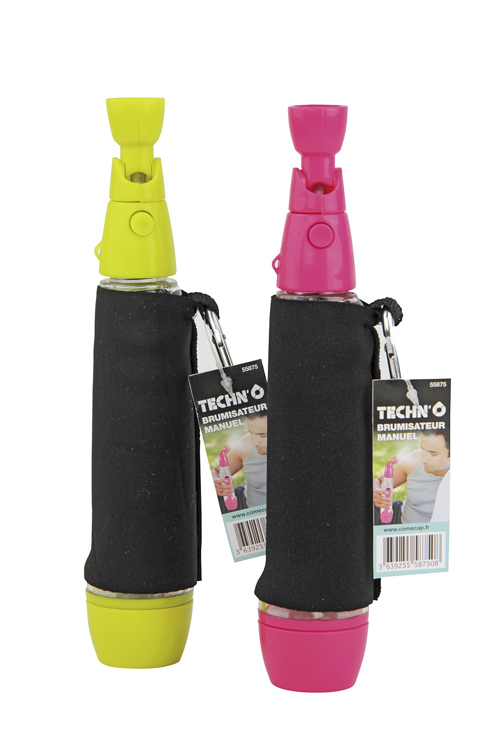 Brumisateur à main sans gaz ni pile / 60ml utiles / Display 12 pièces (6 Fuschia - 6 Anis)