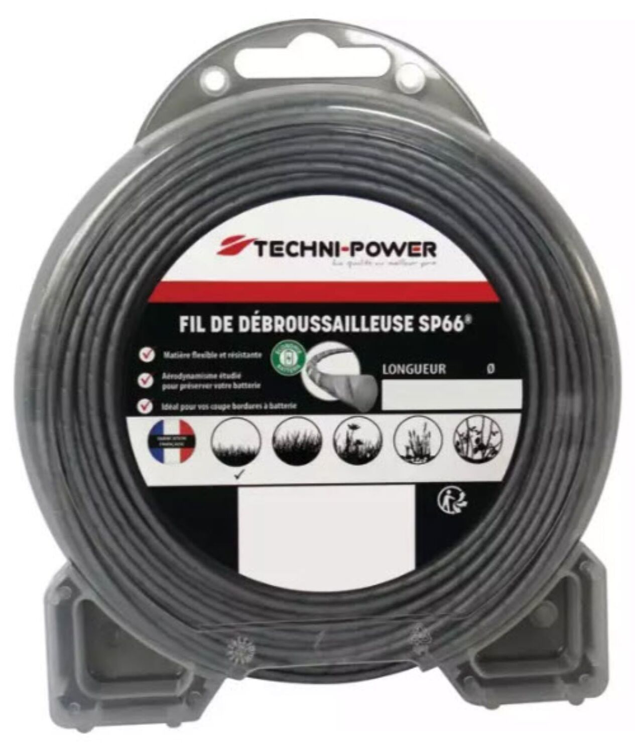 Fil de débroussailleuse ondulé sp66 2,2mm 15m - TECHNI POWER