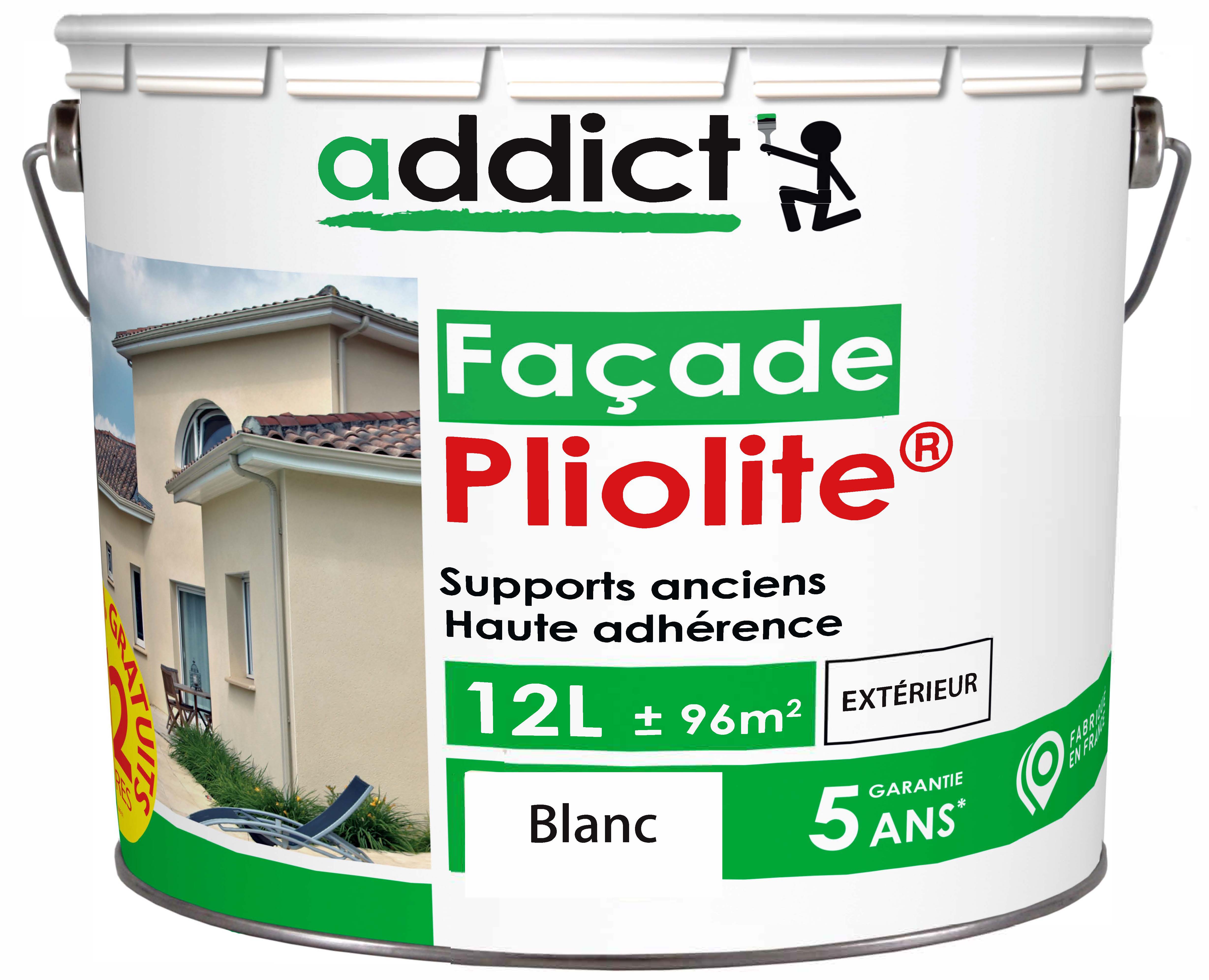Peinture façade pliolite 10 l blanc+ 20% gratuits