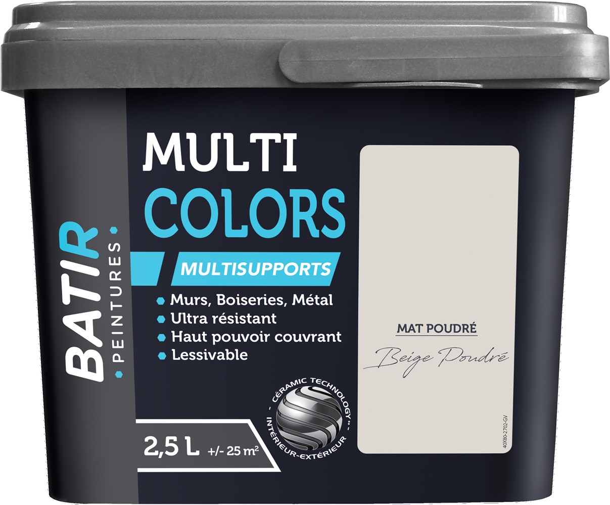 Peinture multi colors mat poudre 2.5 l beige poudré