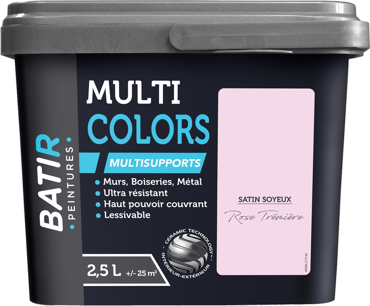 Peinture multi colors satin soyeux 2.5 l rose trémière
