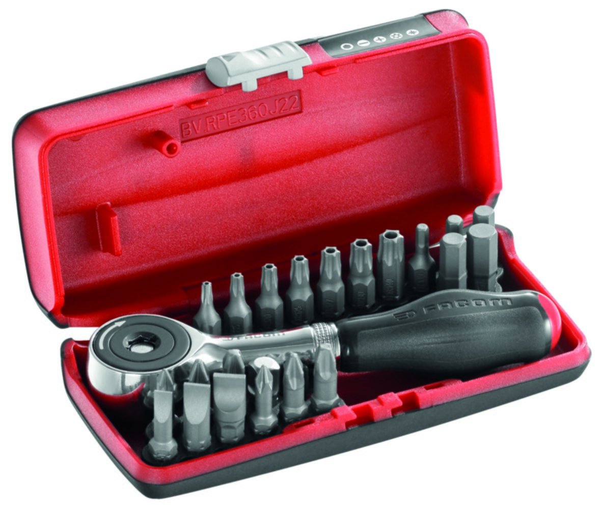 Coffret porte-embout à cliquet  avec 22 embouts de vissage