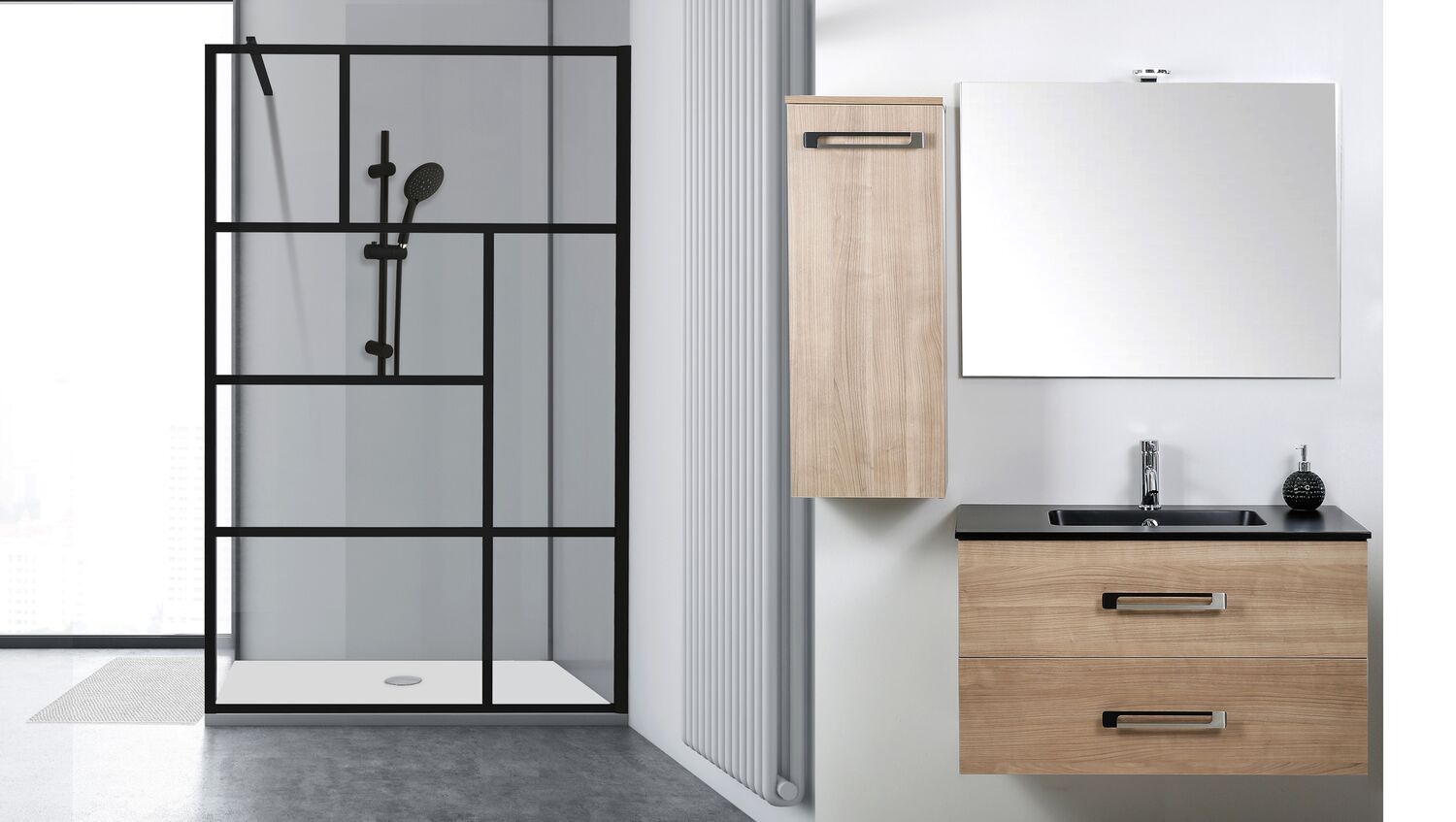 Paroi de douche Trendy Fabrilia noir mat 90cm - ONDEE