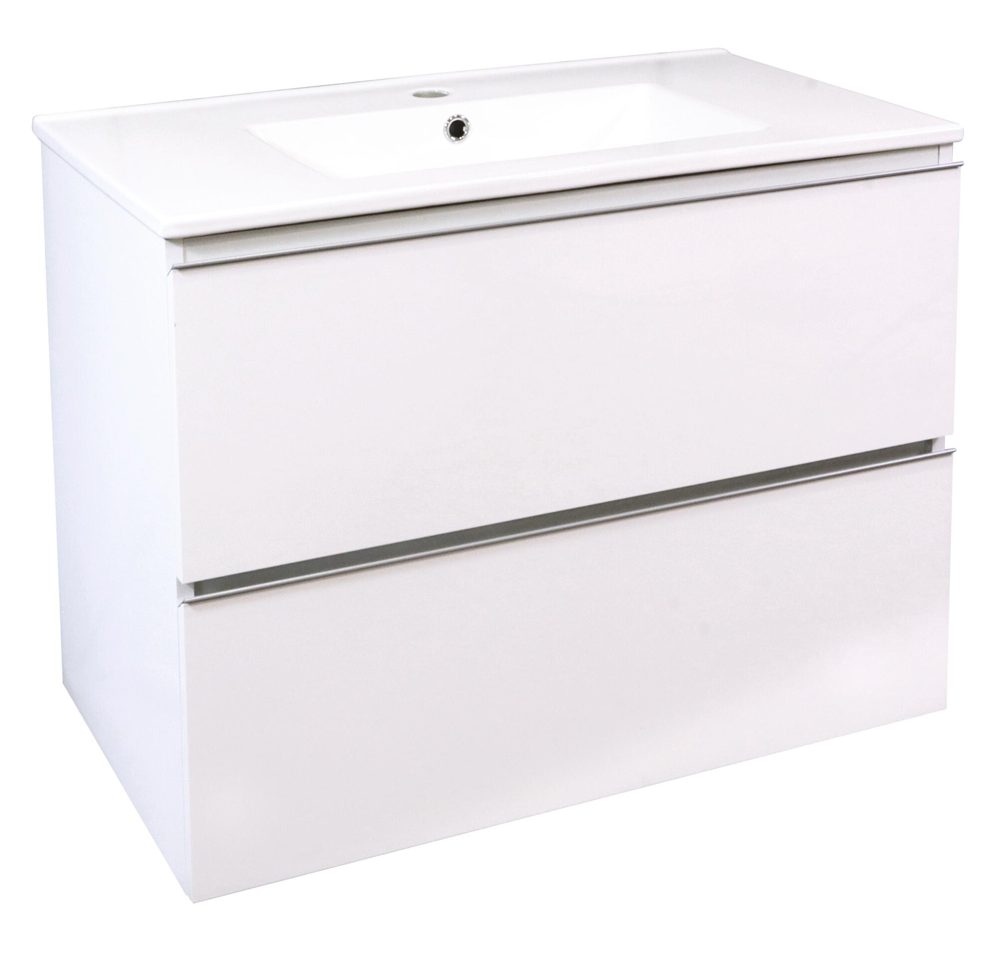 Meuble salle de bain Trendy 2 tiroirs 81,5x46,5x68cm blanc brillant
