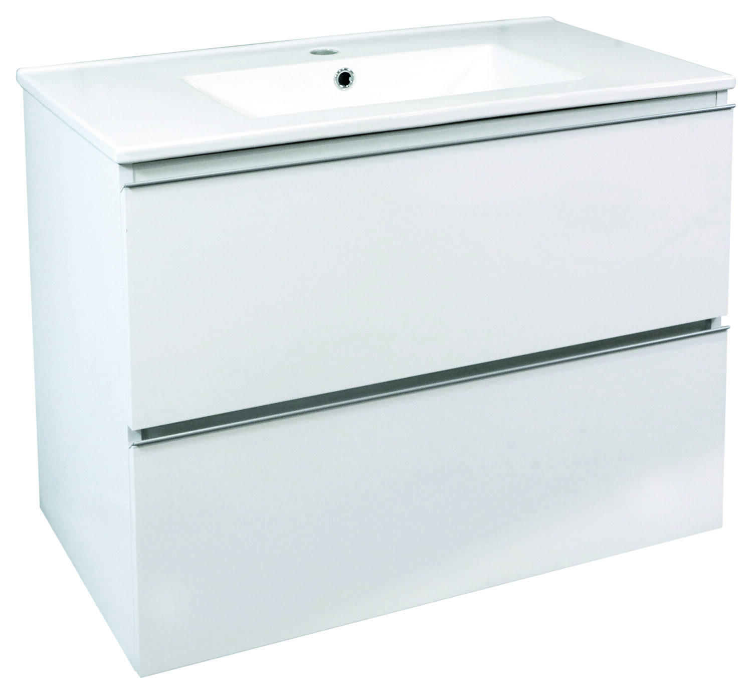 Meuble salle de bain Trendy 2 tiroirs 81,5x46,5x68cm blanc brillant