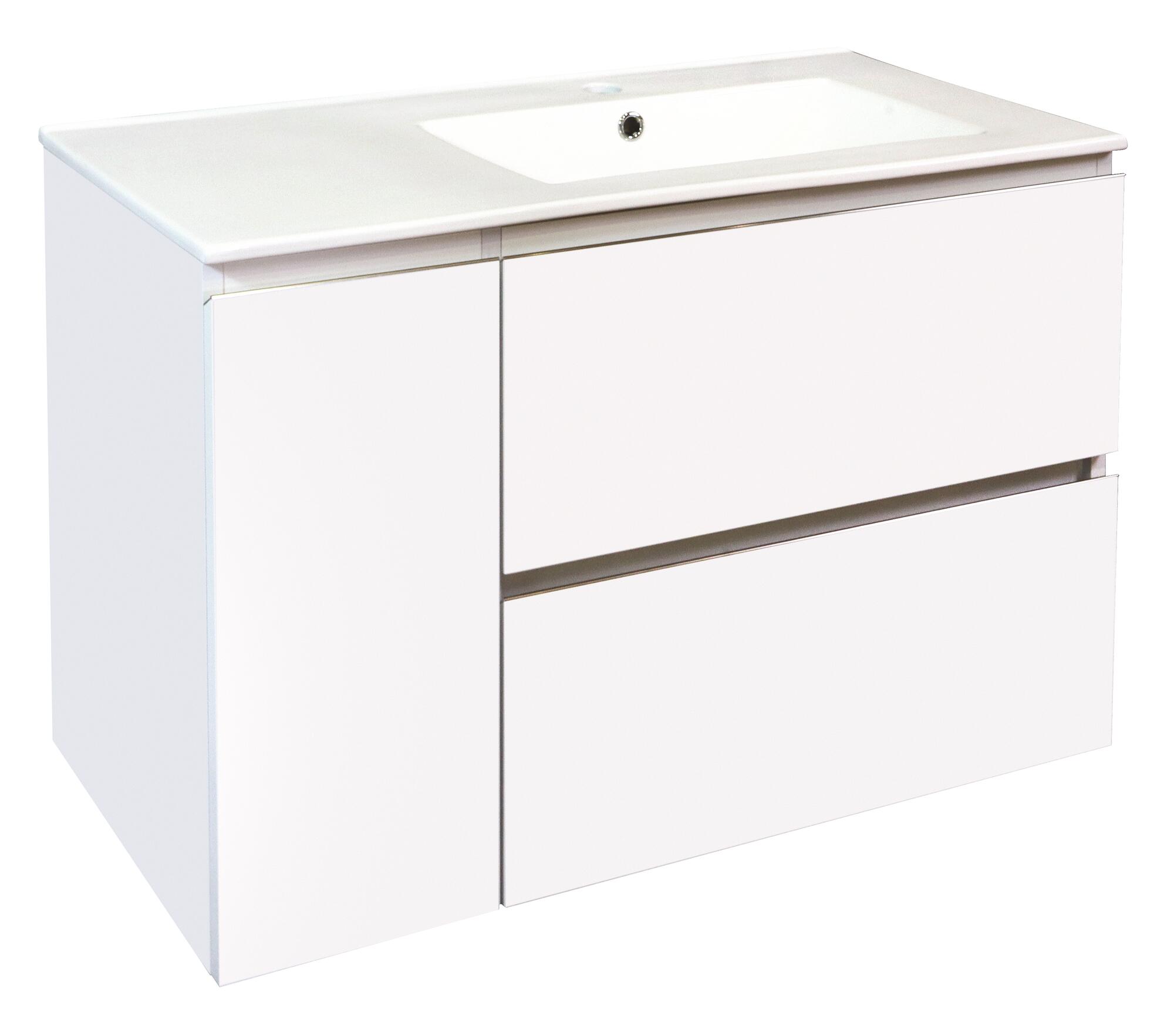 Meuble salle de bain Trendy 2 tiroirs/1 porte 91,5x46,5x58cm blanc mat