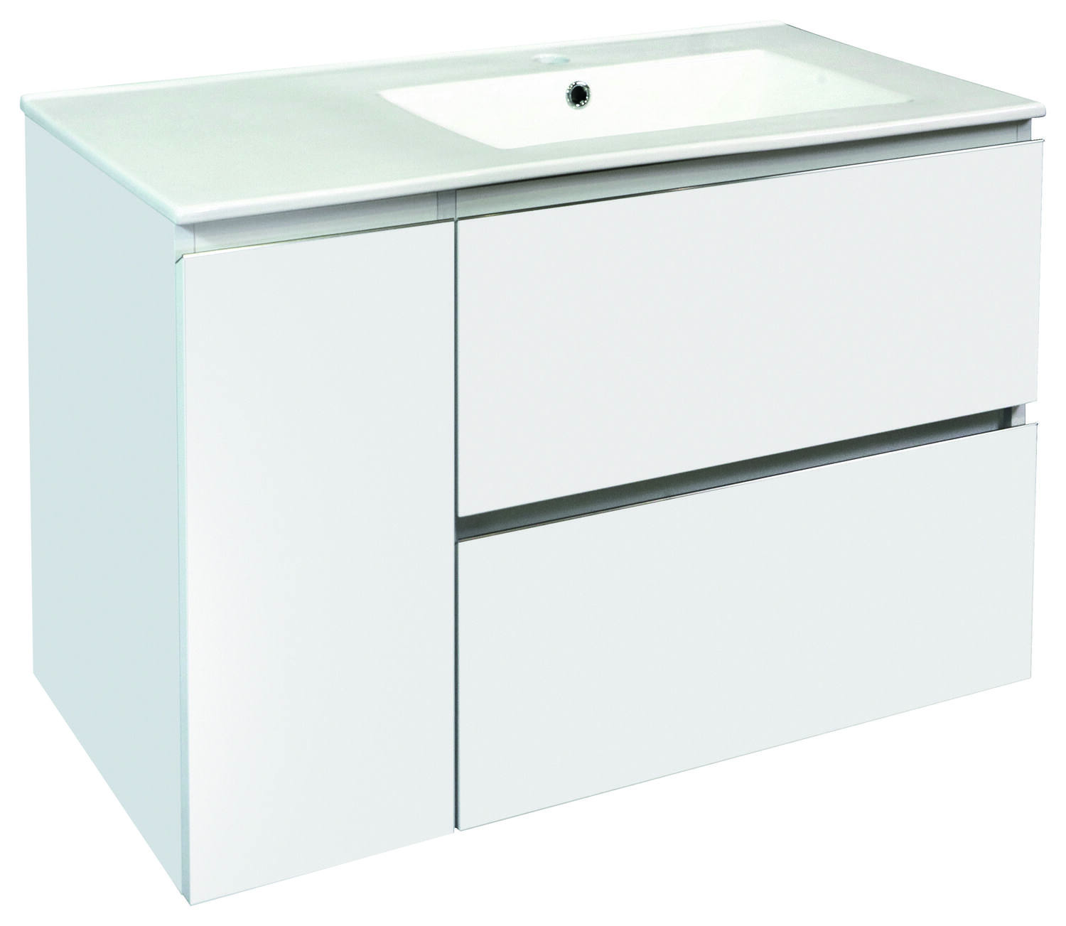 Meuble salle de bain Trendy 2 tiroirs/1 porte 91,5x46,5x58cm blanc mat