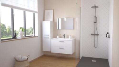 Meuble Salle de Bain Smart Suspendu 80cm 2 Tiroirs Finition Blanc