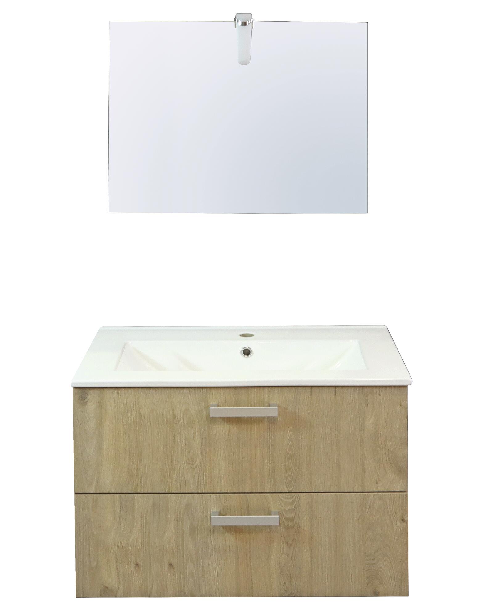 Meuble Salle de Bain Smart Suspendu 80cm 2 Tiroirs Finition Bois