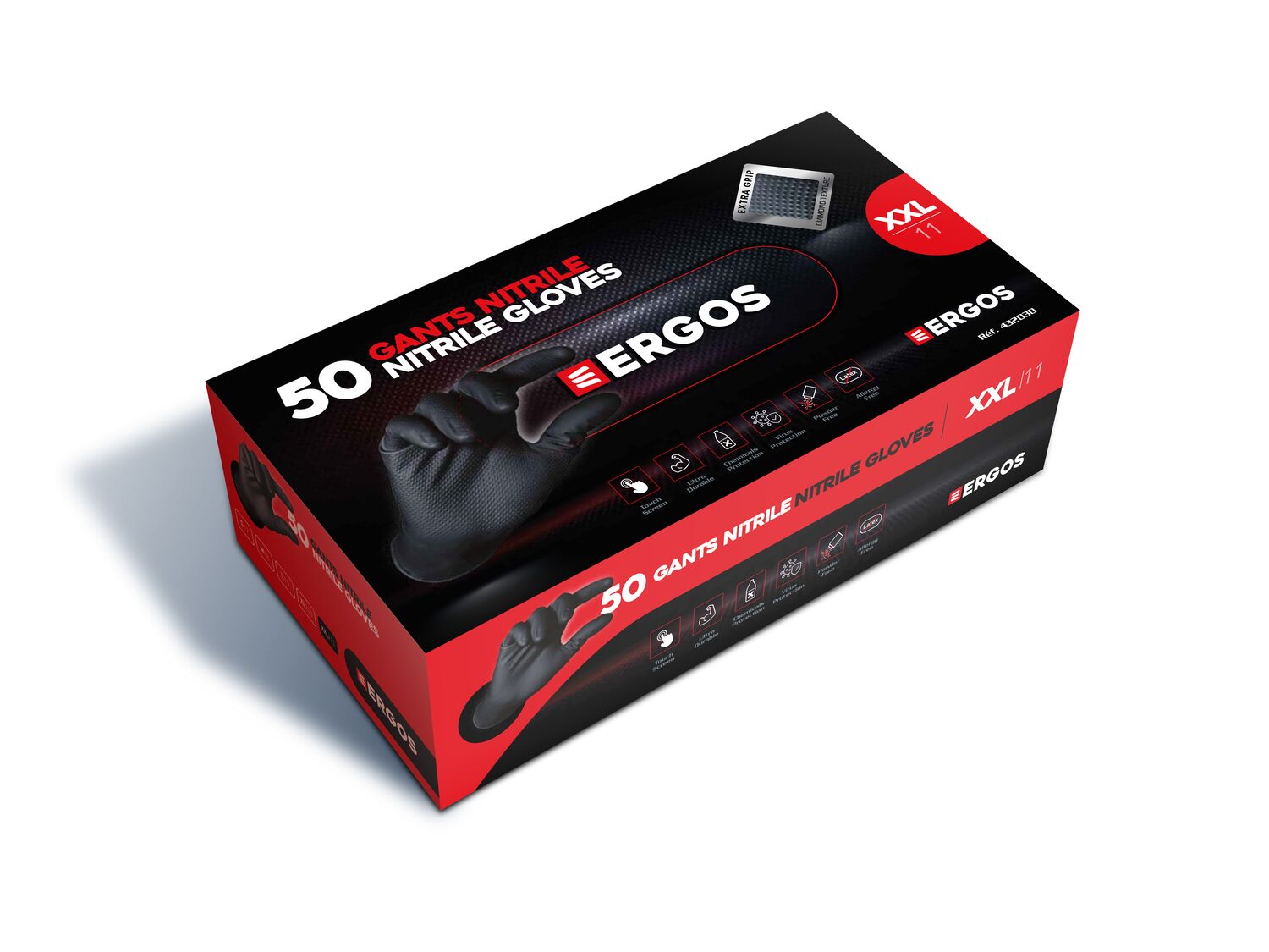 Boite de 50 gants en nitrile sans latex T9 noir - GERIN