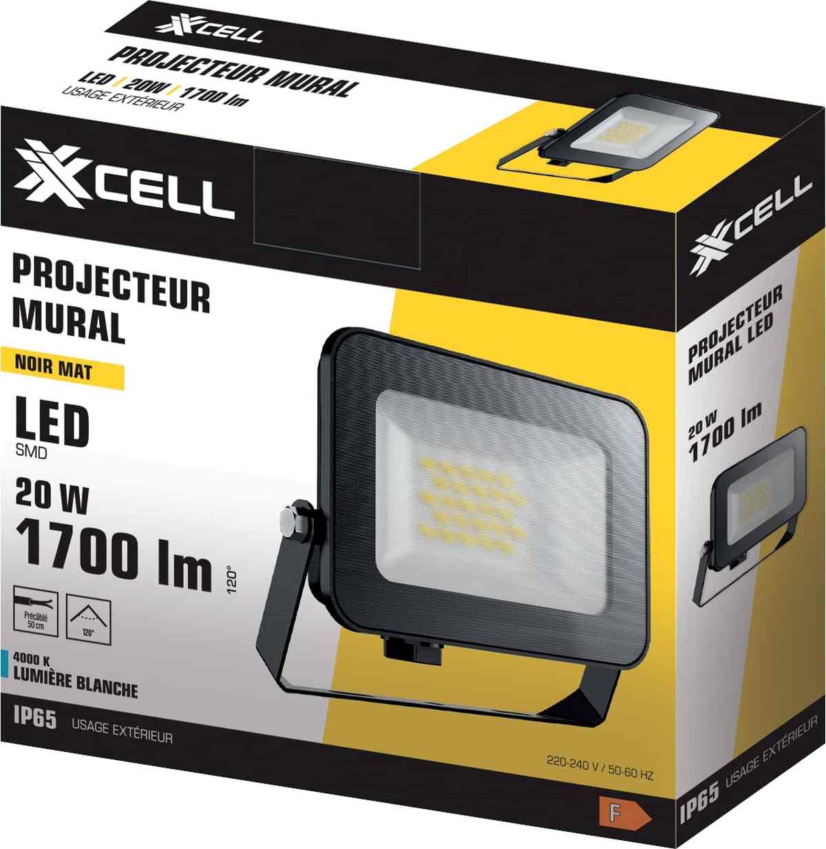 projecteur noir ip65 20W 4000k 1700lm