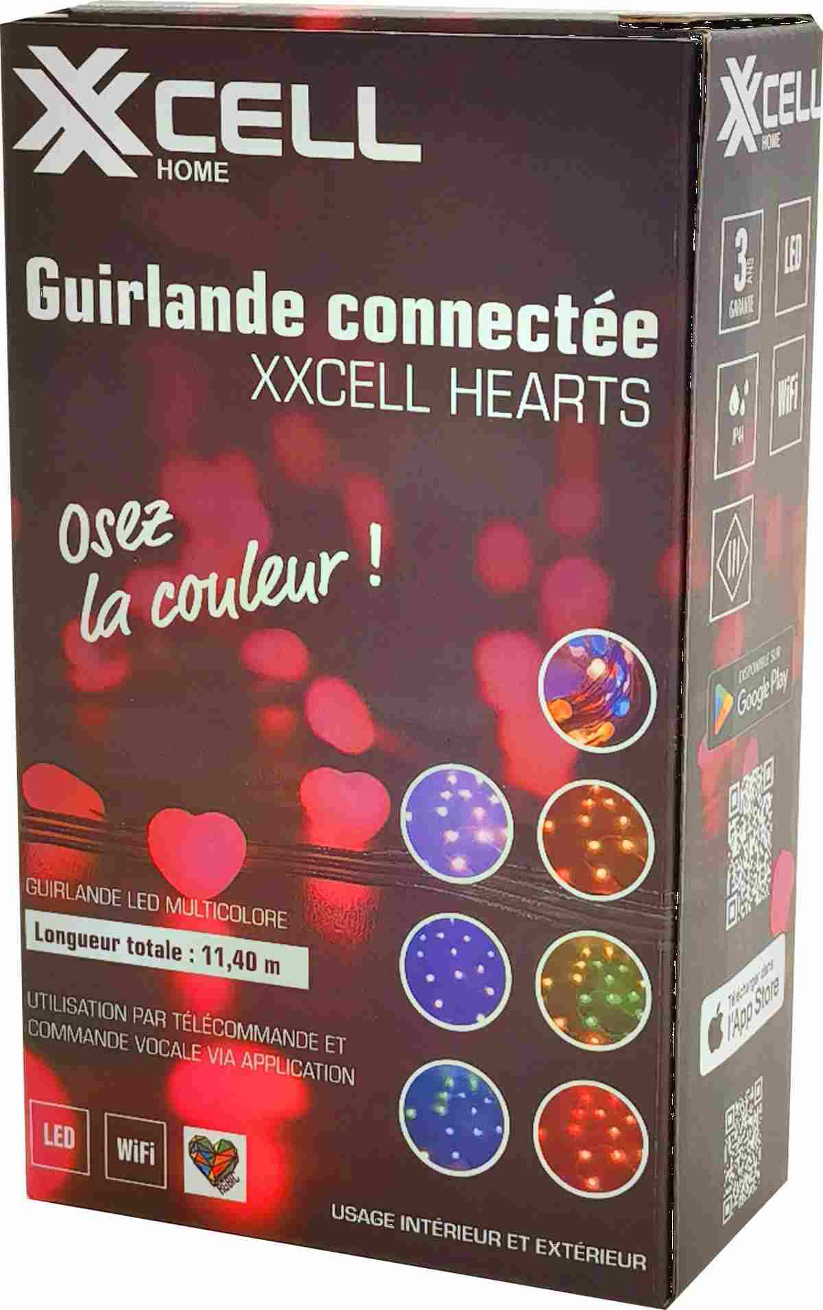 Guirlande cœur 100 led rgbic wifi 11,40m
