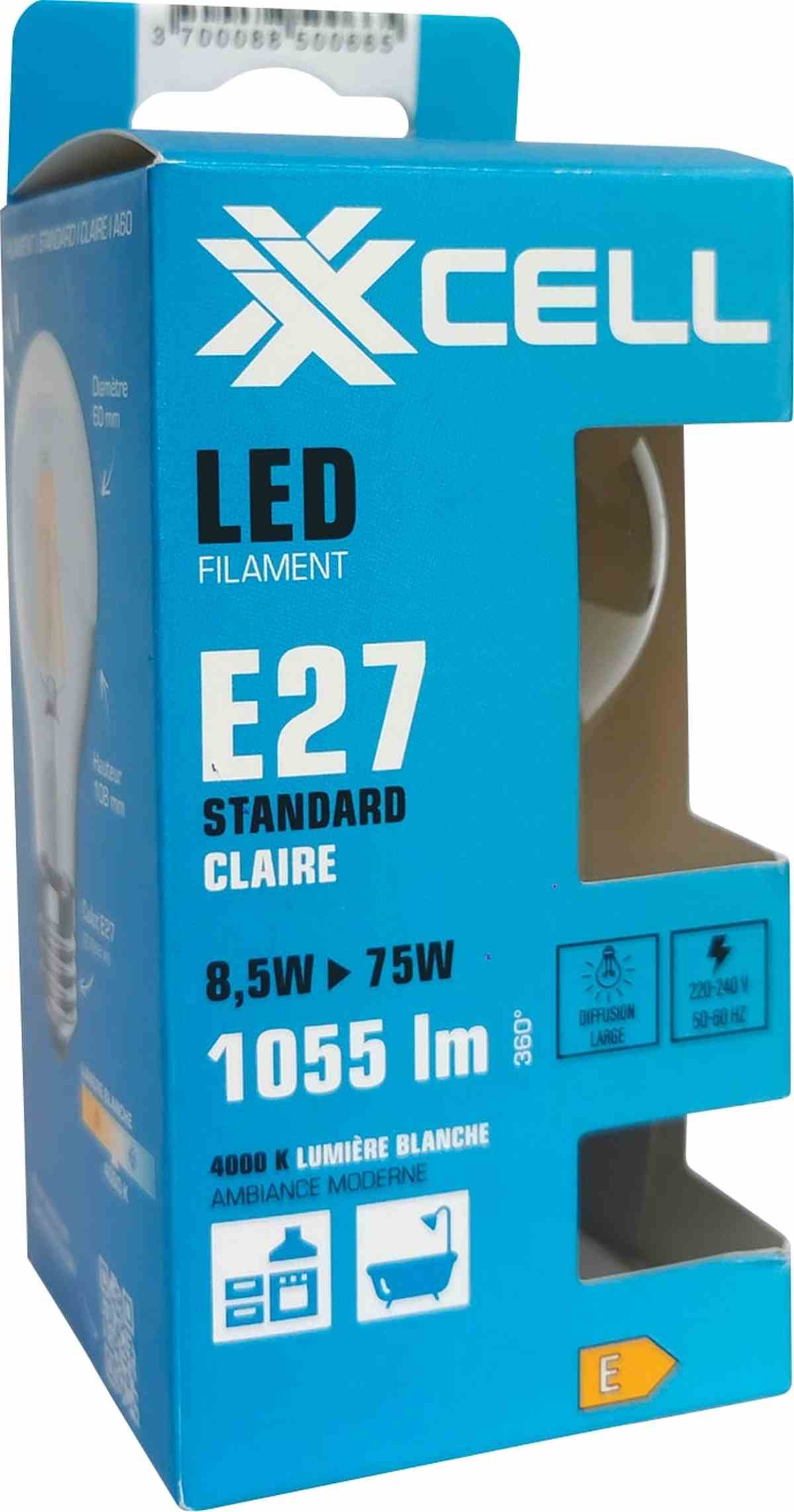 Ampoule a60 fil E27 clair 8.5W 4000k 1055LM bt1