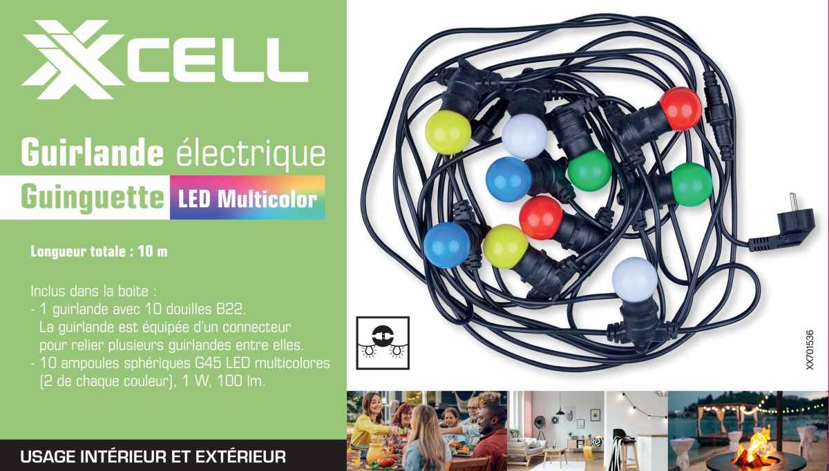 Guirlande Guinguette 10M 10 Douilles B22 Livree Avec 10 Ampoules Boite1 XXCELL
