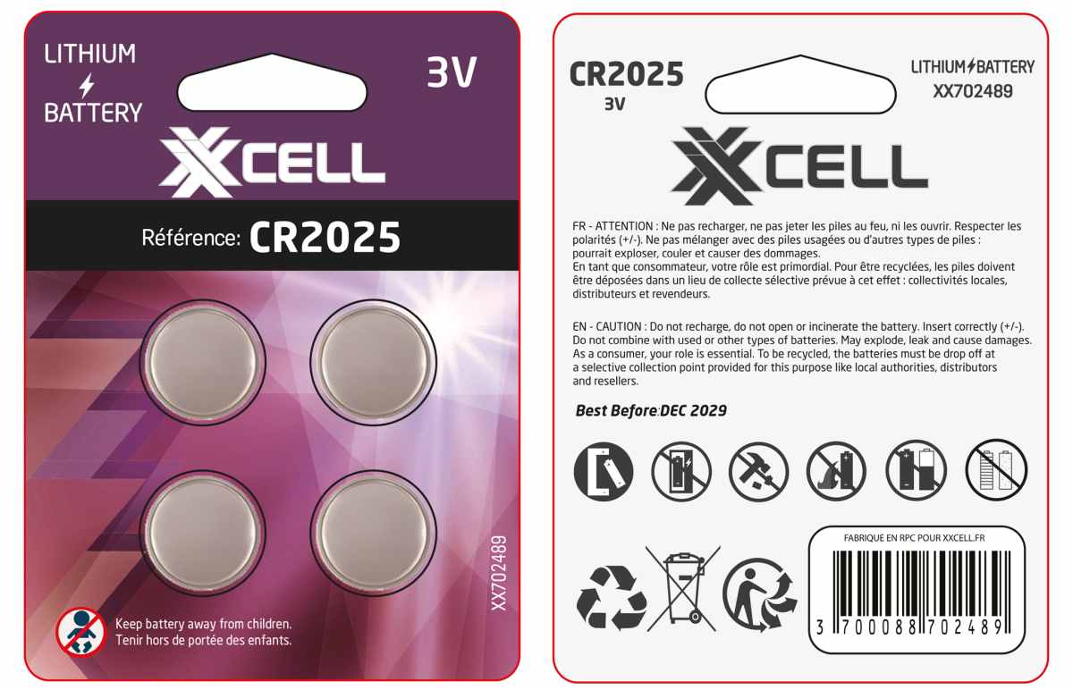 Pile lithium cr2025 X4