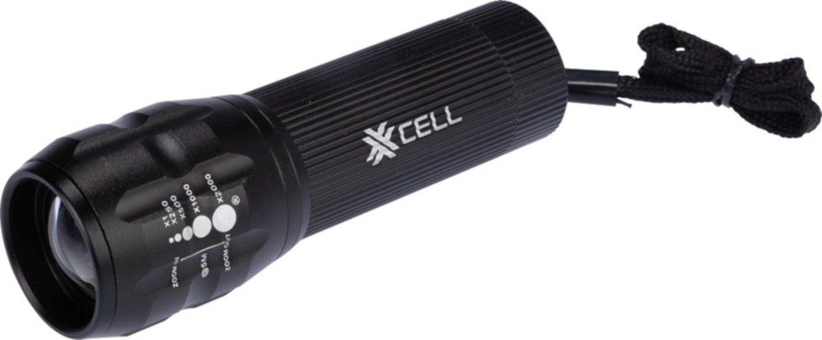 Torche led 120lm corps alu noir + zoom 3xlr03 incluses