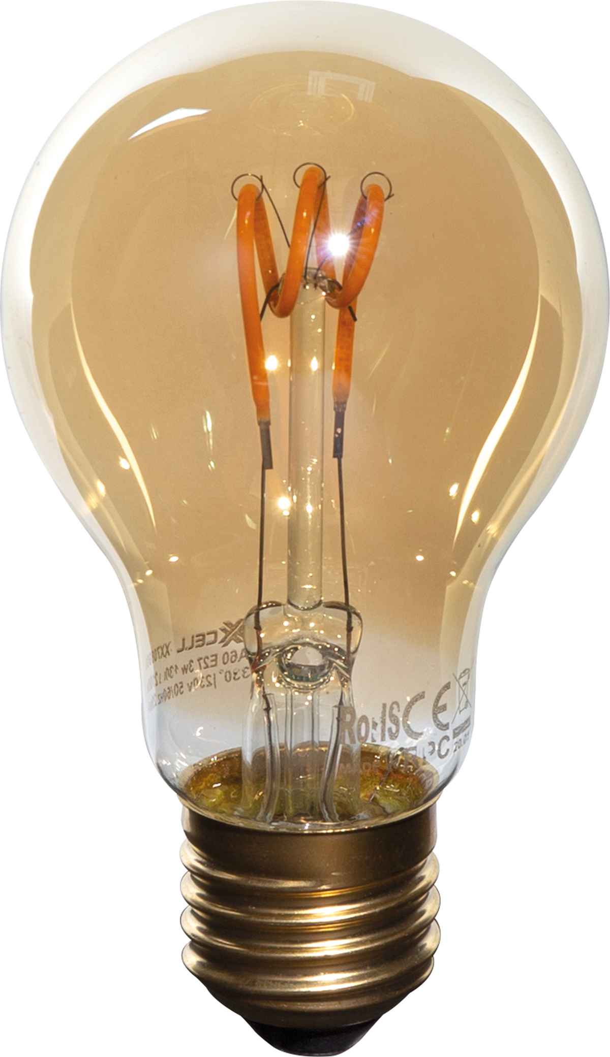 Ampoule LED  Filament Spirale Standard Ambre A60 E27 3W 130Lm 2100K Boite1 XXCELL
