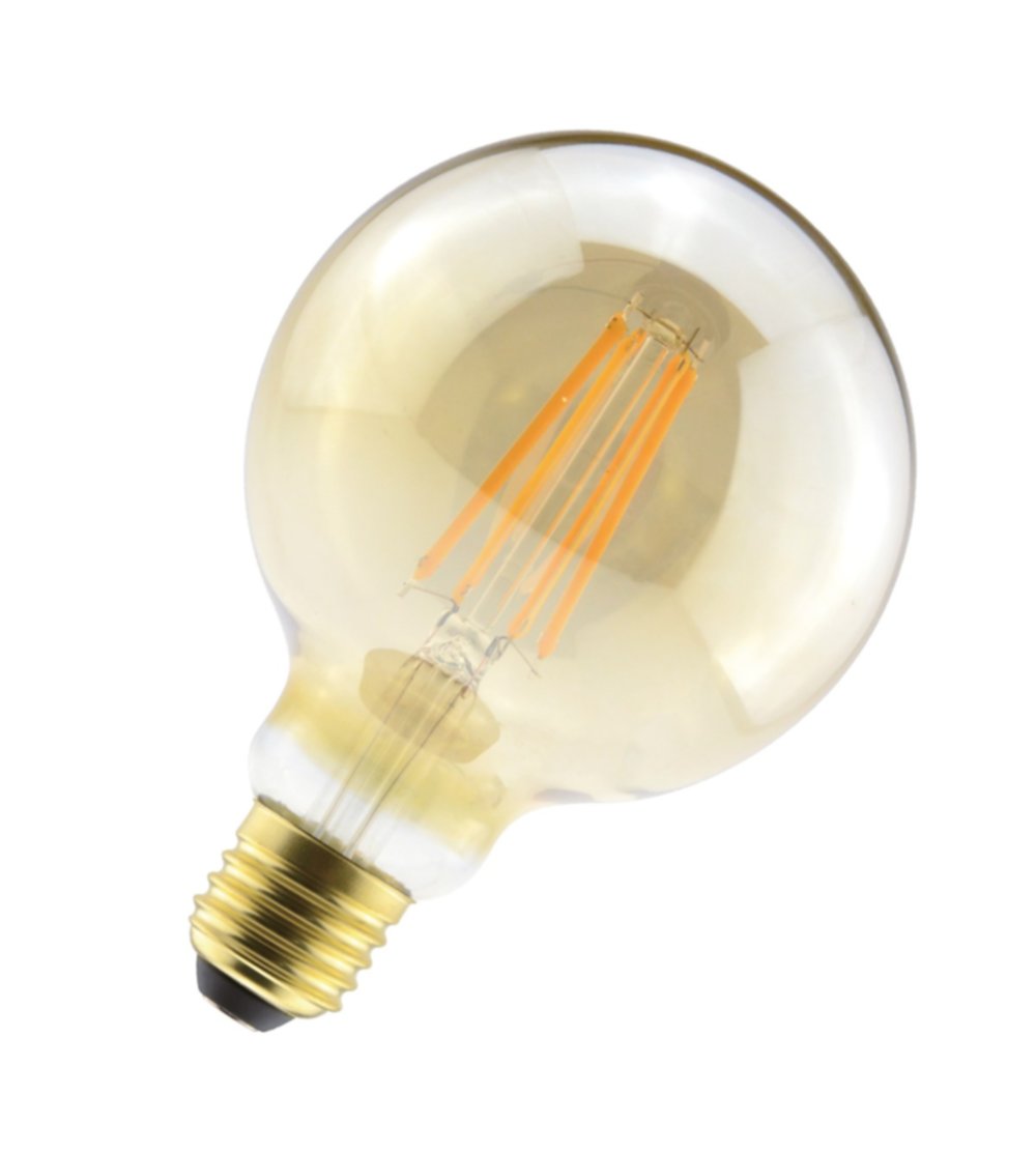 Ampoule Led filament ambre g95 dimmable e27 8.5w 950lm