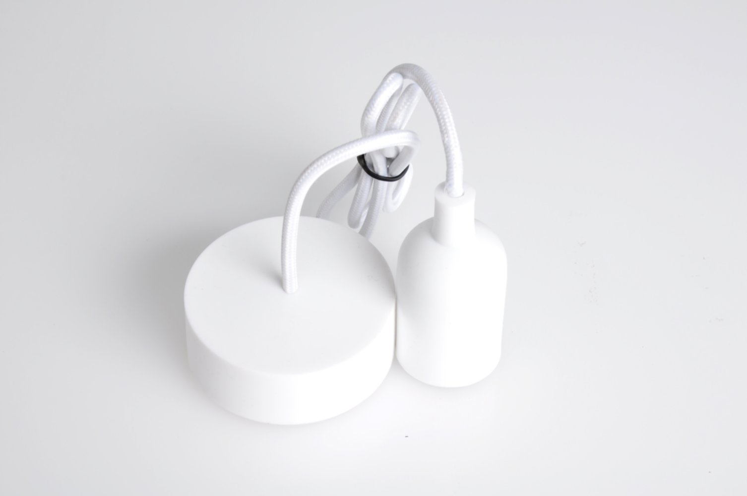 Cordon silicon mat blanc 1m e27 sans bague abat jour