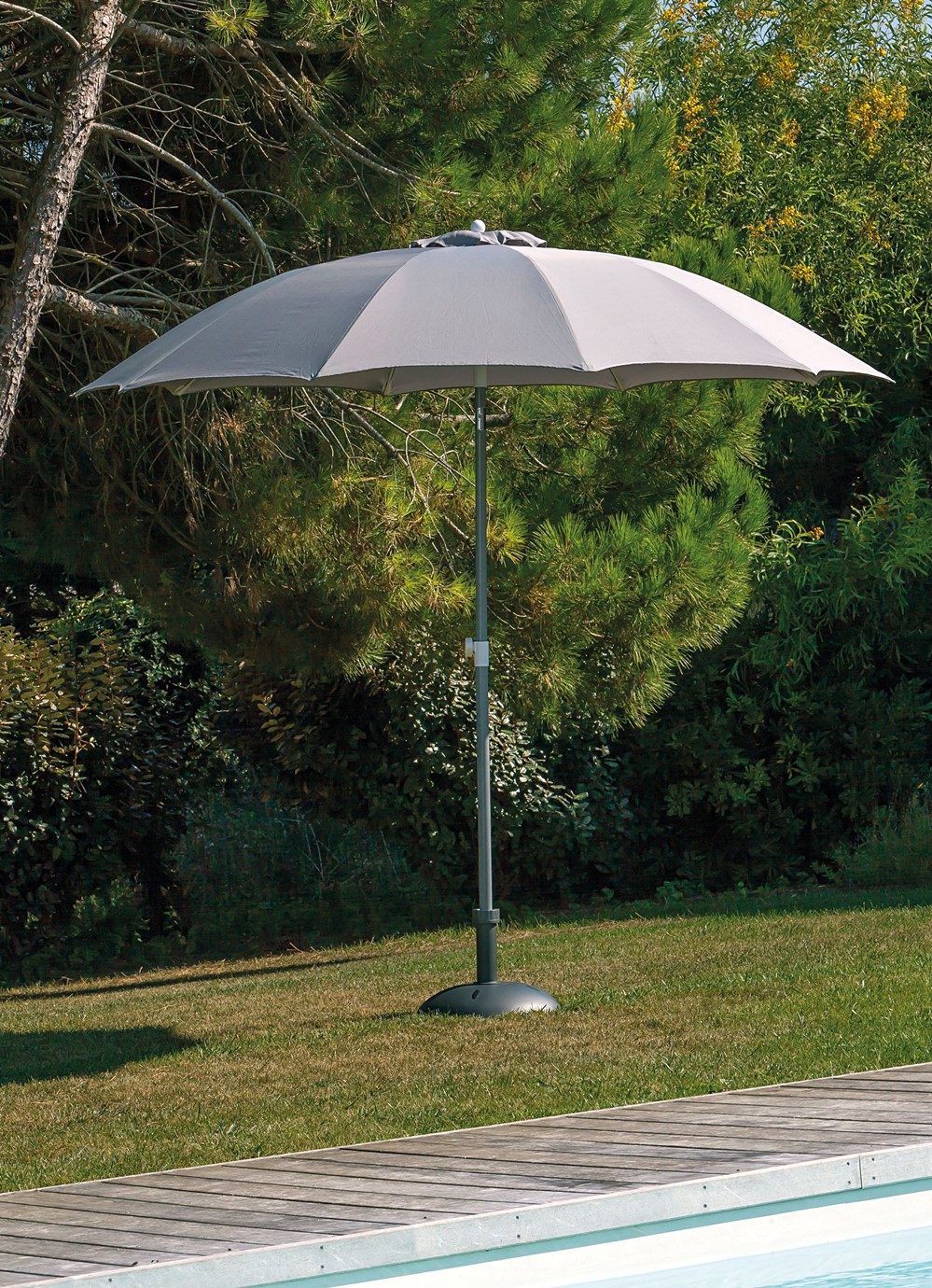Parasol fibre de verre Ø2,70m Gris - PRO LOISIRS