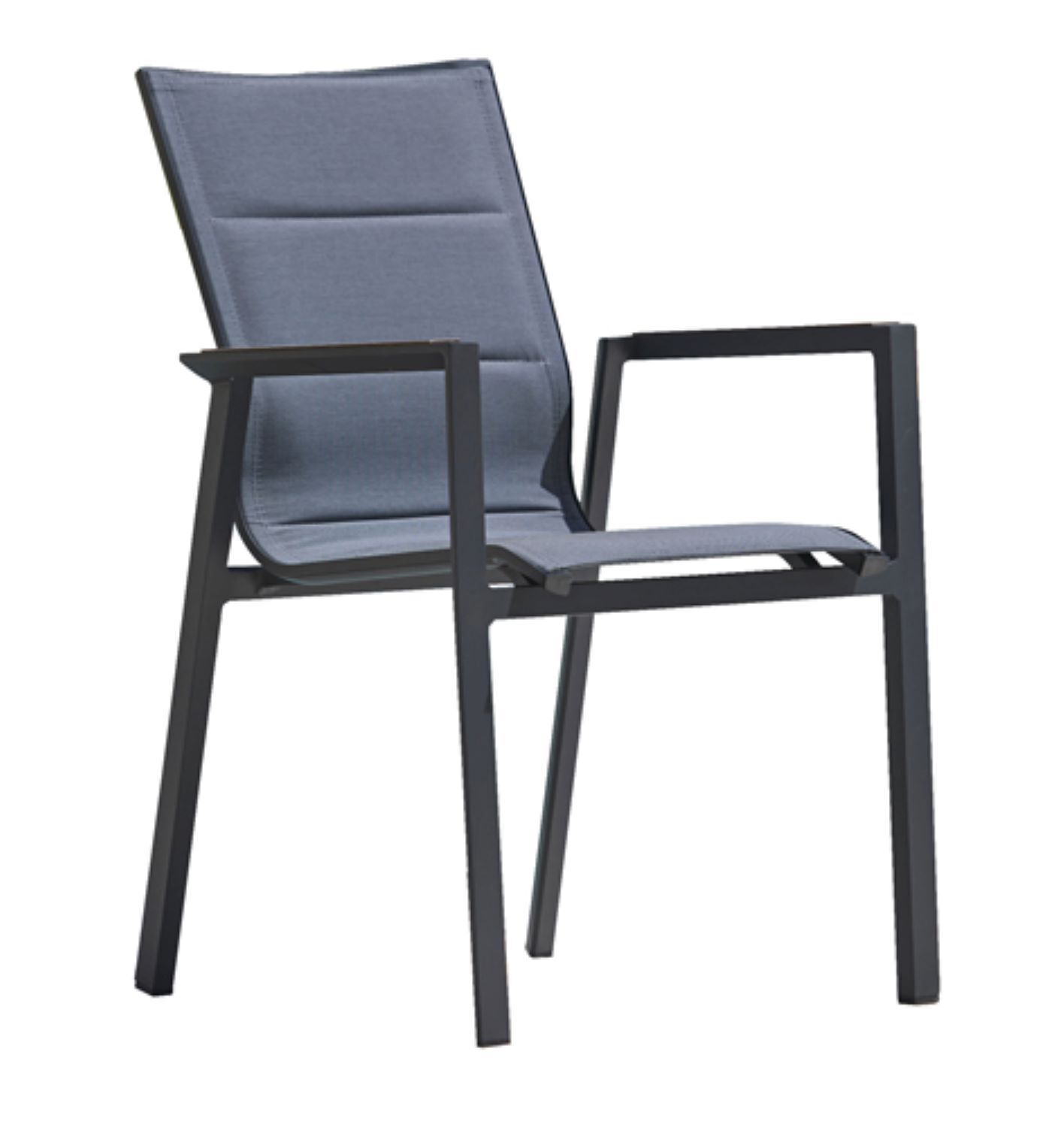 Fauteuil Carmel gris aluminium/textilène 56,5x66x89cm - OZALIDE