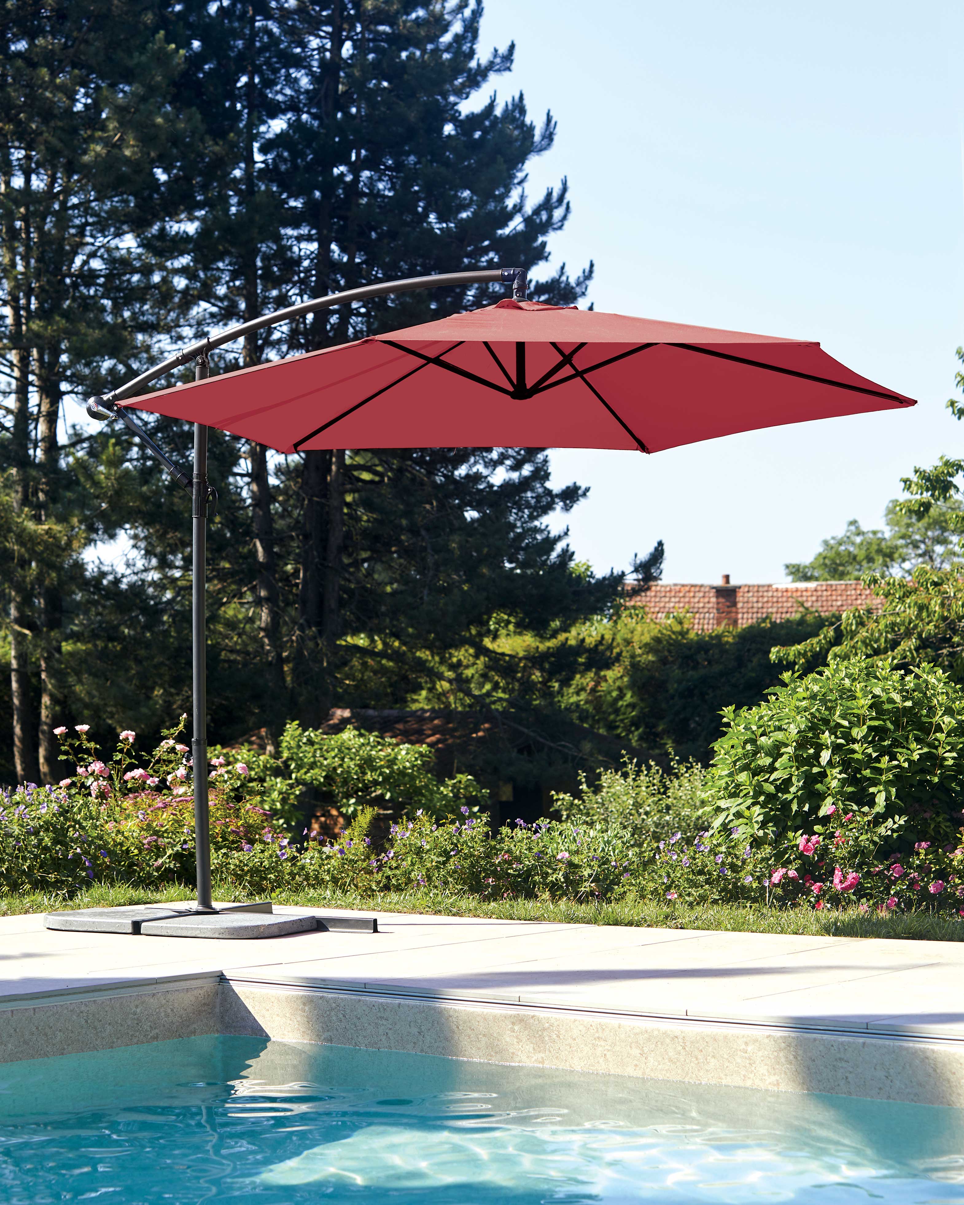 Parasol mat déporté superking 3 m bordeaux