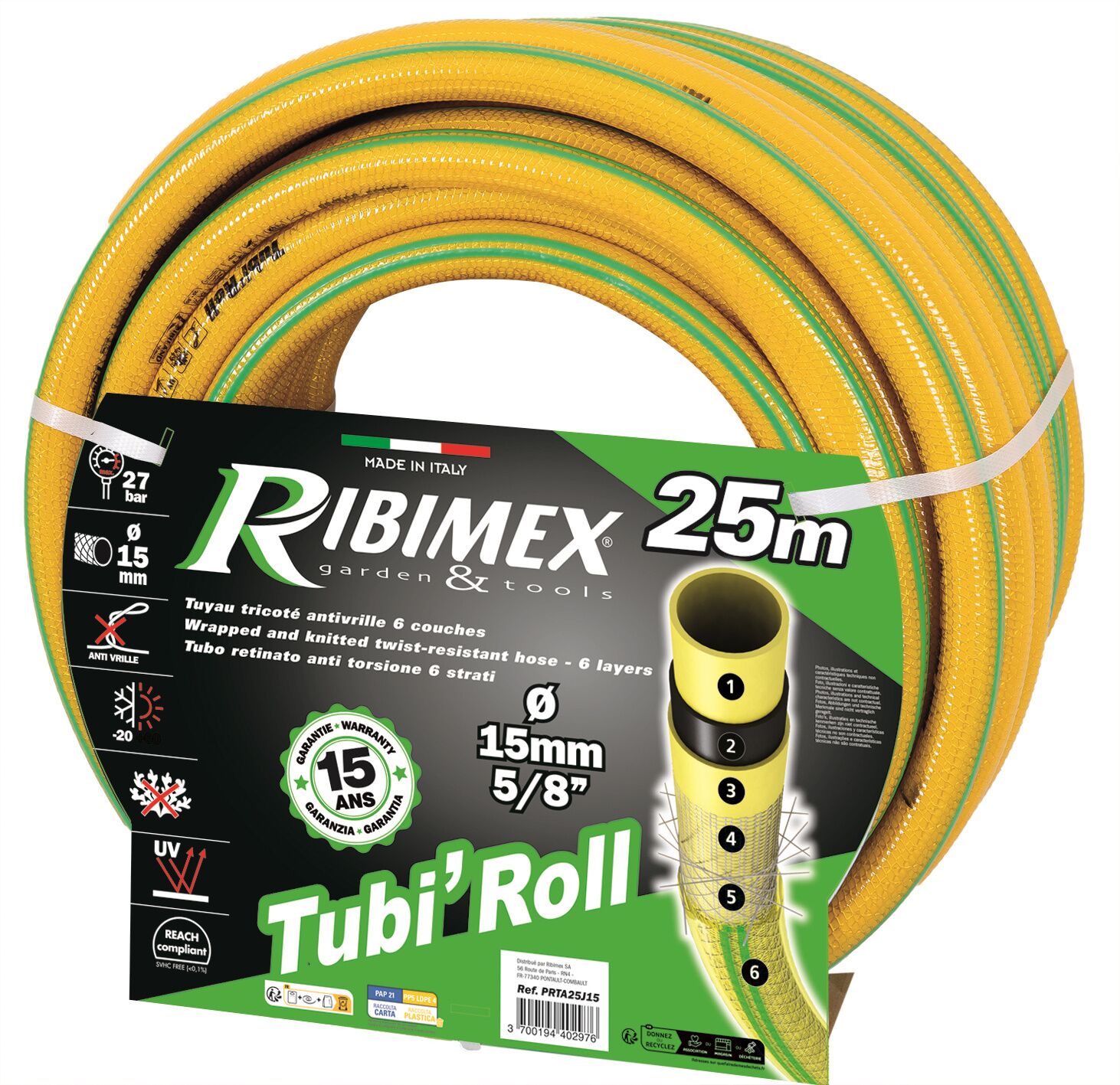 Tuyau d'arrosage tricoté Tubi'Roll - RIBIMEX