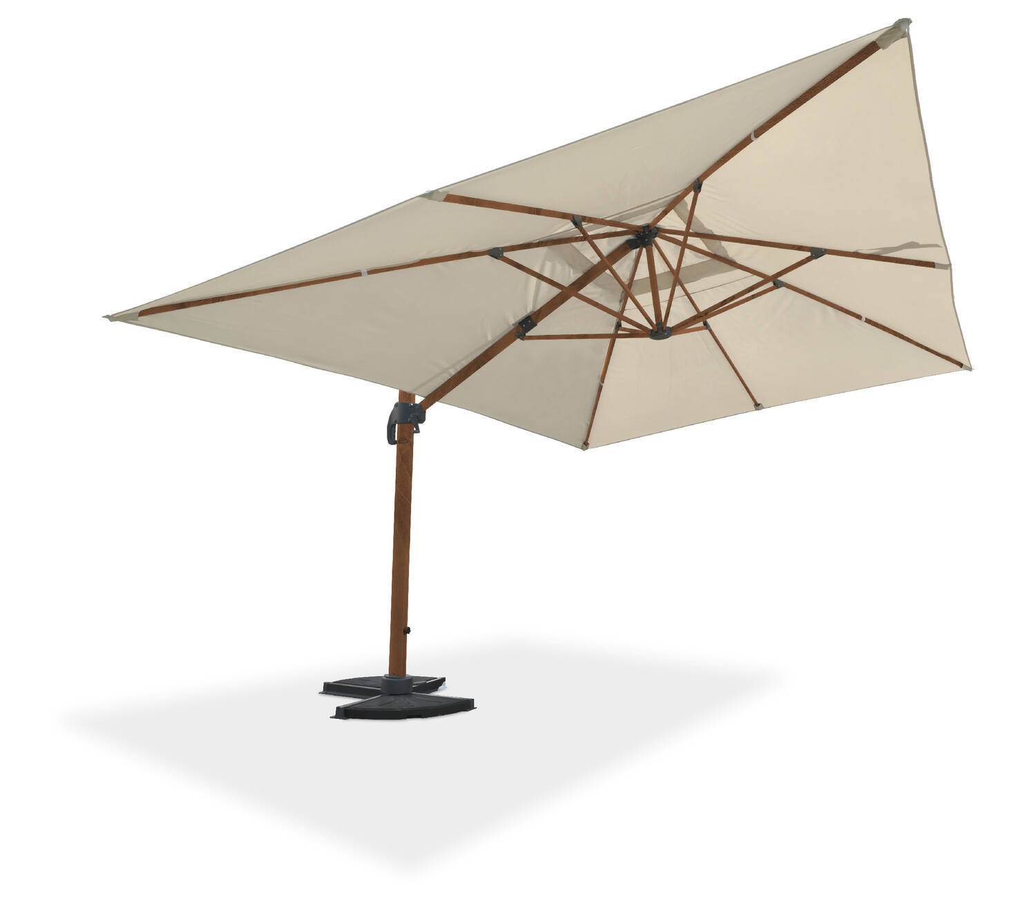 Parasol déporté Sevilla 4x3m alu imitation bois et polyester gris - DCB GARDEN