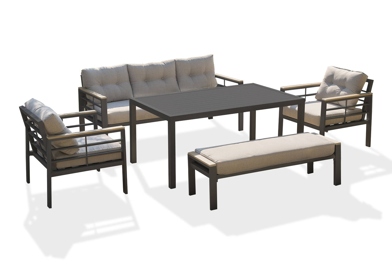 Ensemble repas CAYENNE 7 places en aluminium noir - DCB GARDEN