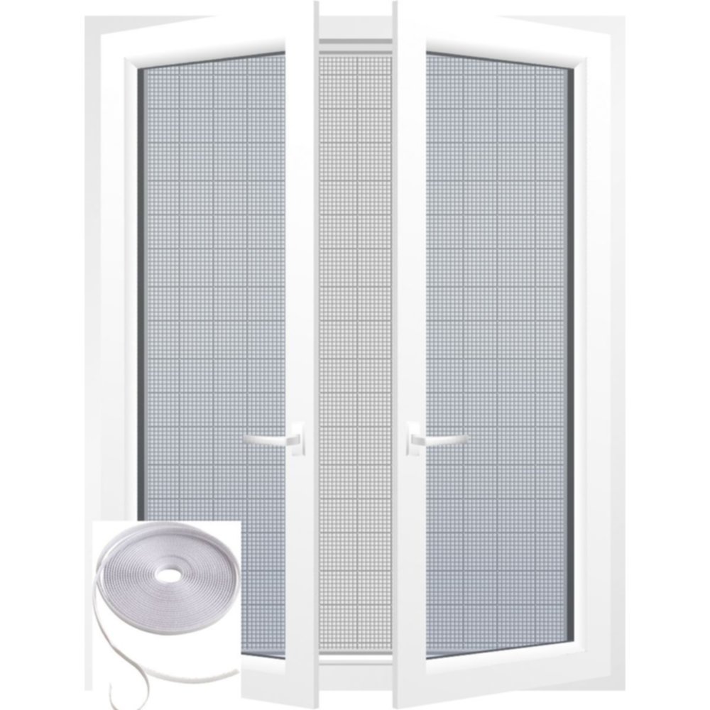 Kit moustiquaire 100 x 100 cm + bande de fixation 4 m x 0.7 cm blanc