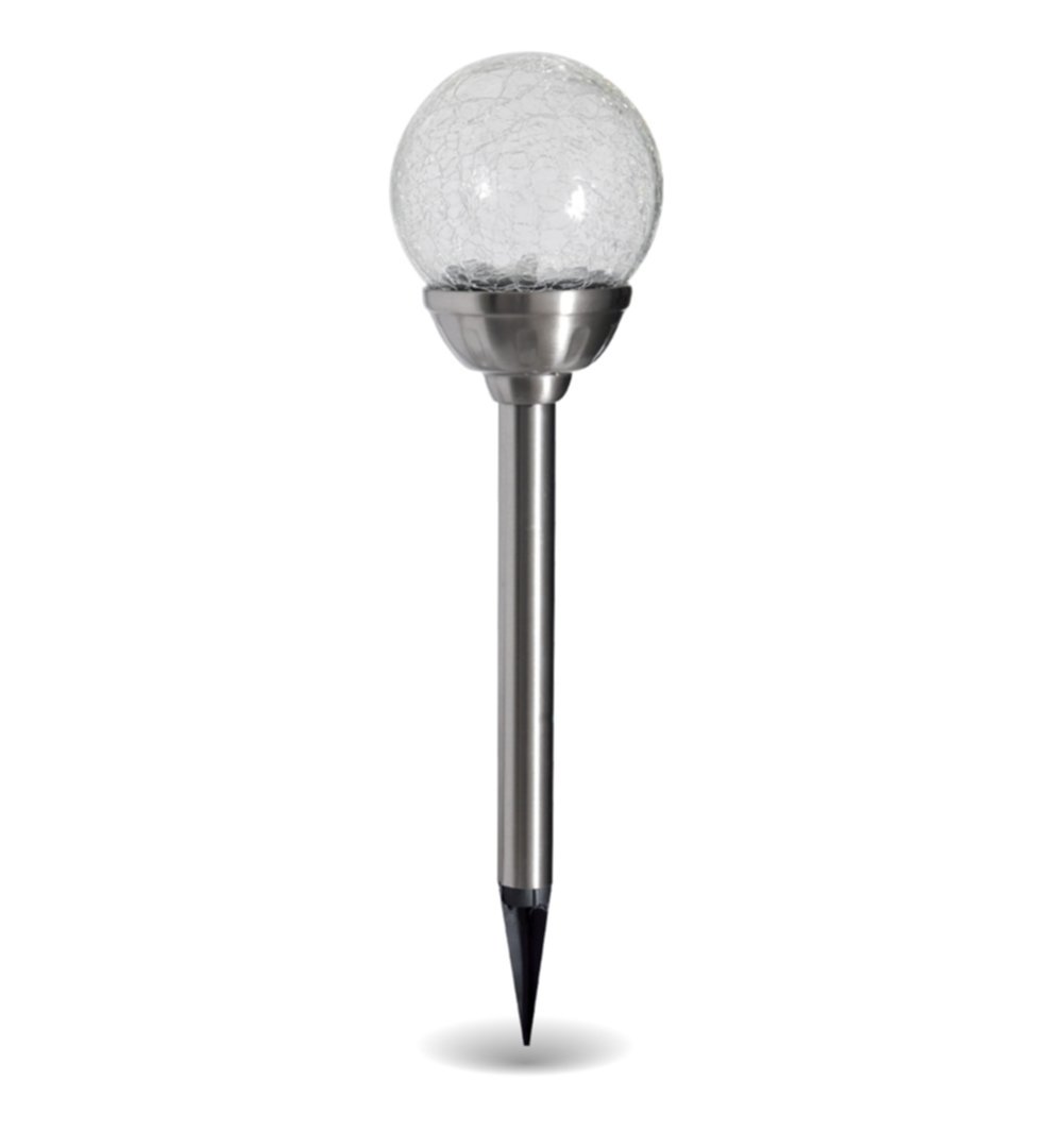 Piquet solaire verre craquelé led IP44 RVB H36,5 cm - XANLITE