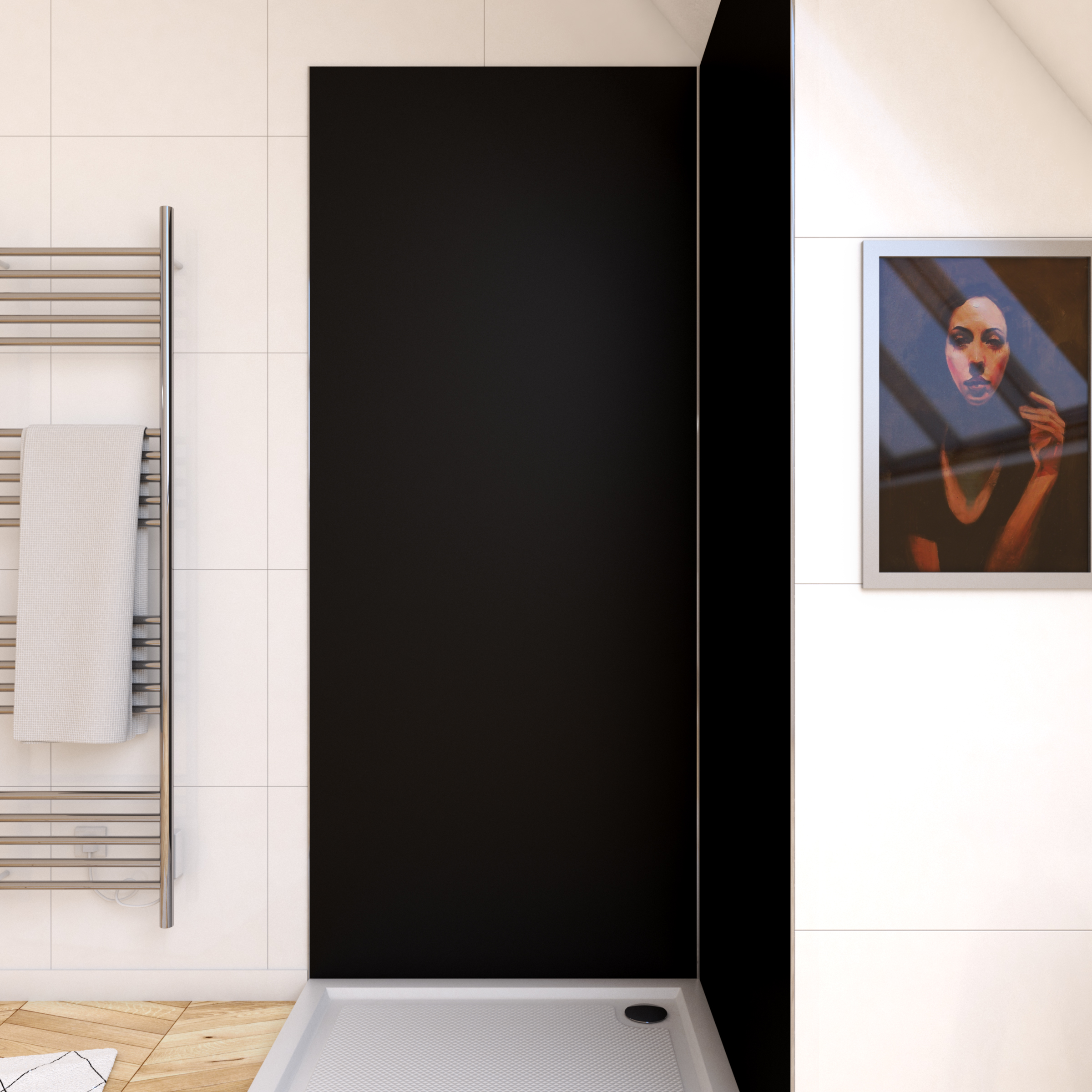 Panneau mural de douche 90 x 210 cm - noir - AURLANE