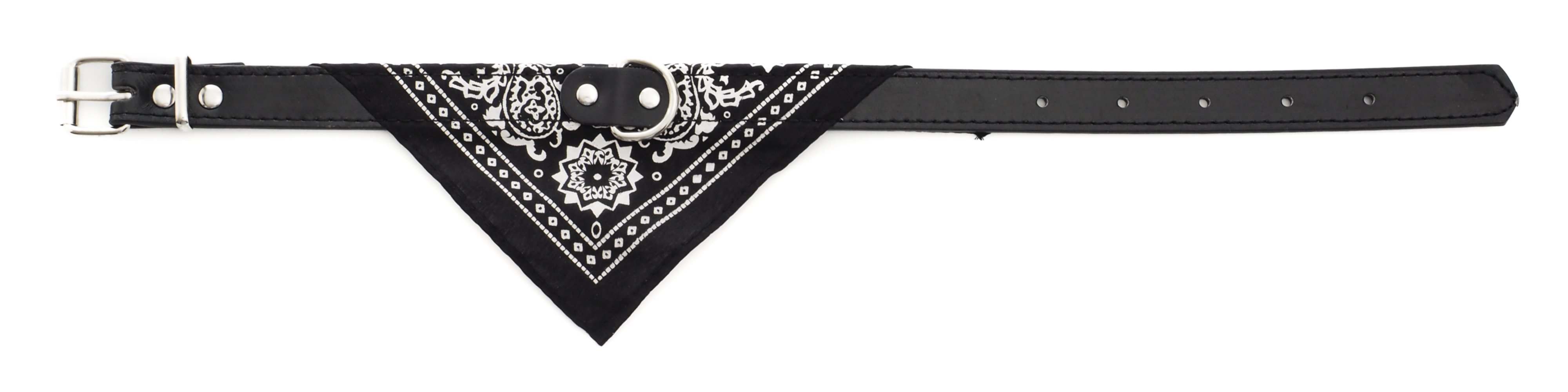 Collier bandana cuir synthétique 38 x 15 cm noir - ZAMIBO