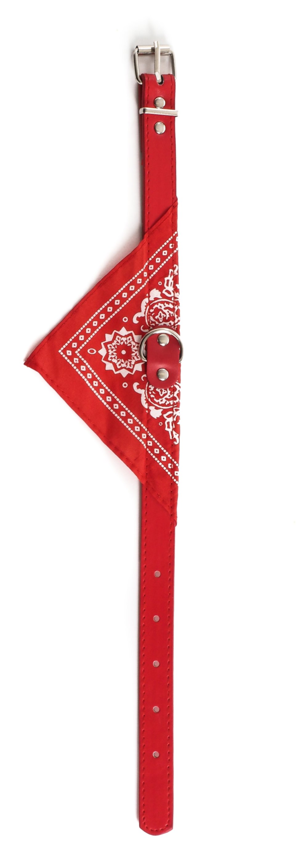 Collier bandana cuir synthétique 42 x 2 cm rouge - ZAMIBO
