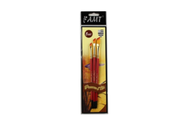 Set de 3 pinceaux biseautés n°2/4/6 acrylique/huile - AMT