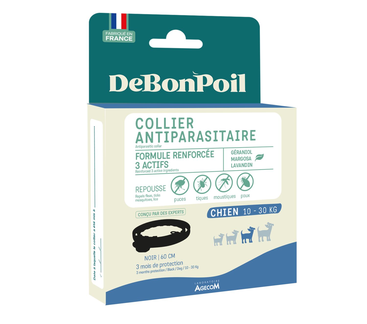 Actiplant'3 collier chien moyen noir