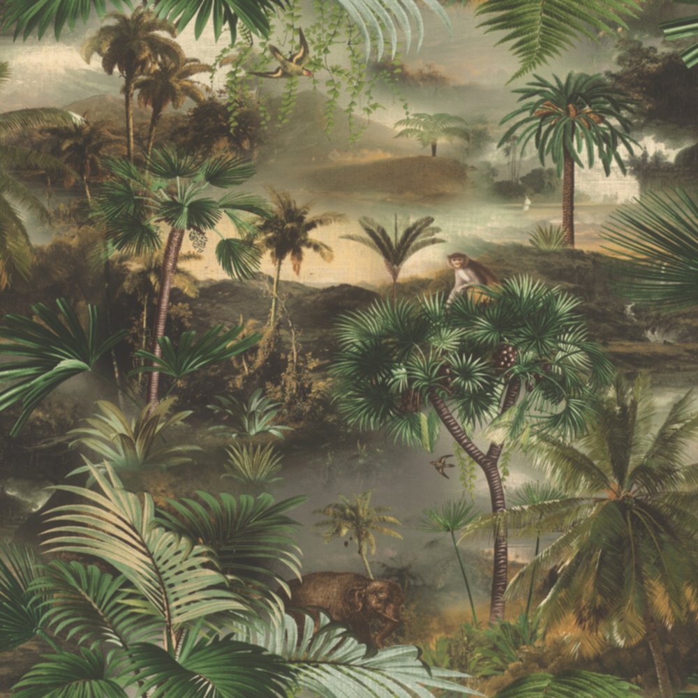Papier peint intissé Jungle Historique Vert 10,05x0,53m