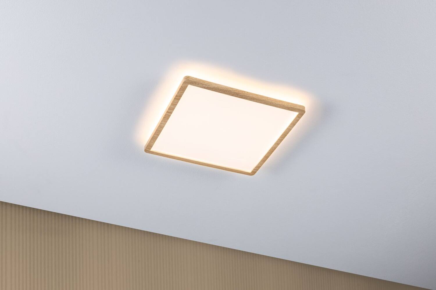 Plafonnier LED 29,3x29,3cm 16W 2000lm 3000K plast effet bois 230V Atria Shine Wood - PAULMANN