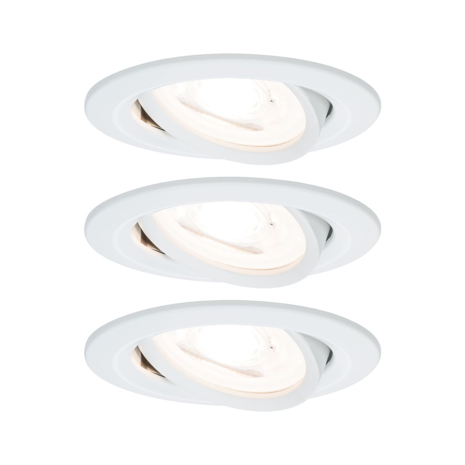 3 Spots LED encastrés Nova IP44 6,5W 230V GU10 51mm Blanc dépoli/Alu
