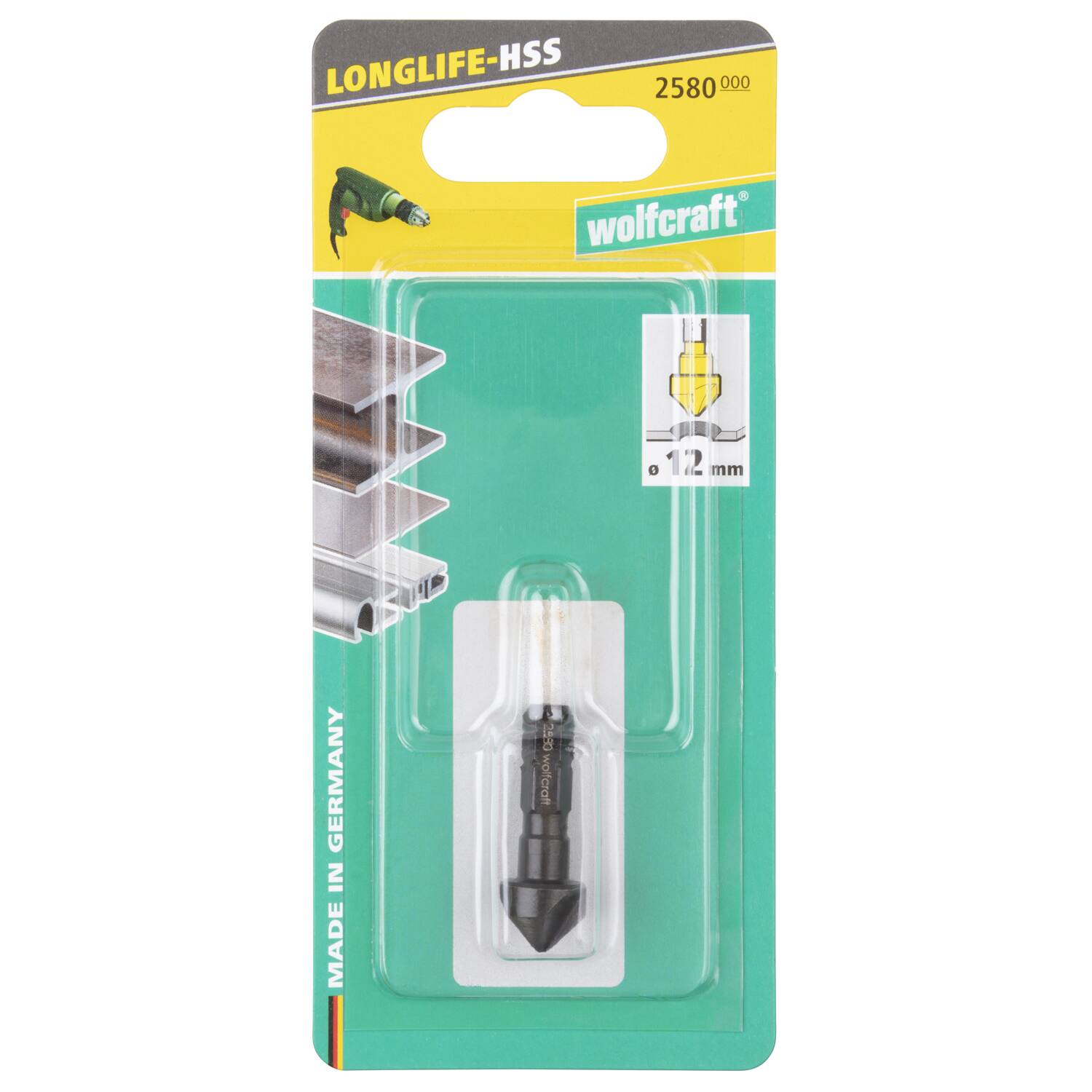 Fraisoir conique HSS 6 pans Ø12mm - WOLFCRAFT