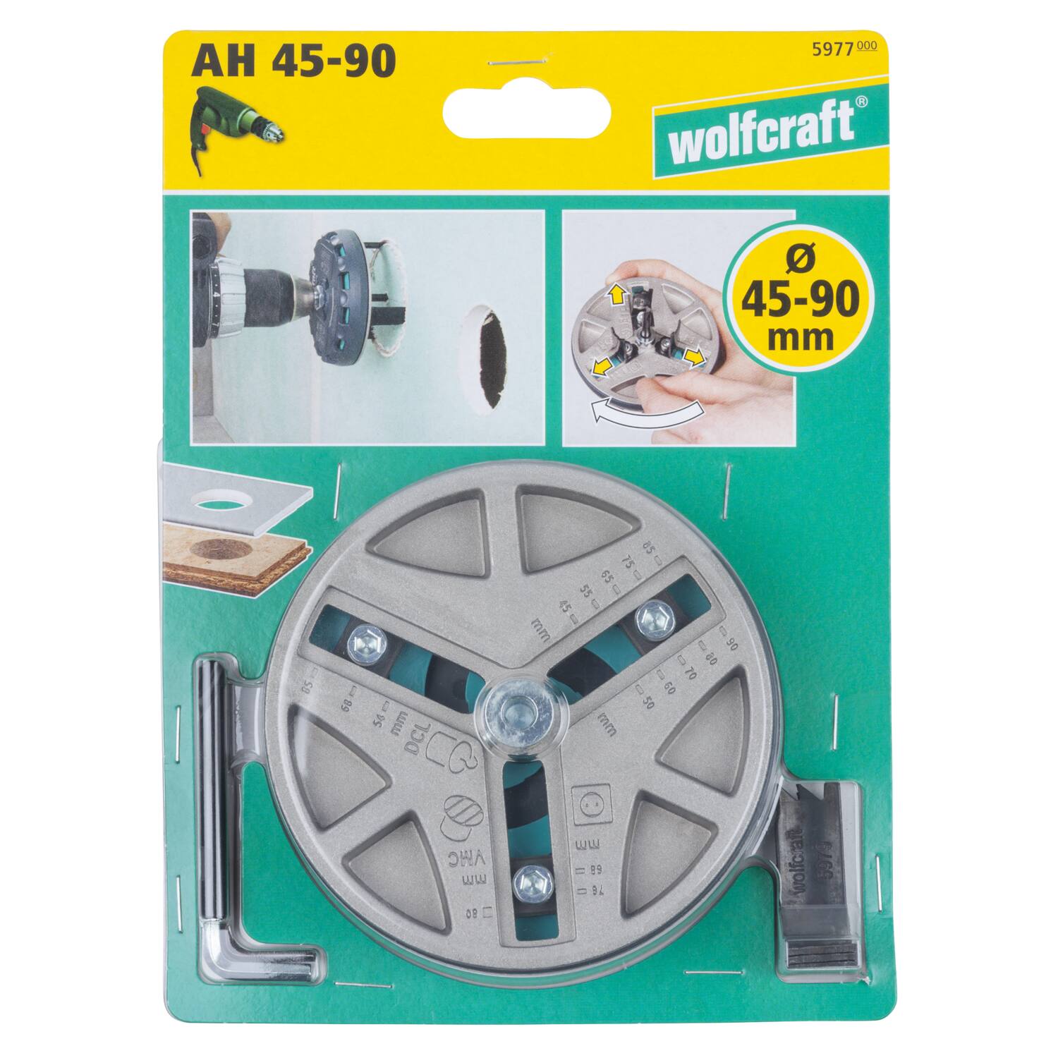 Scie cloche réglable Ø45–90mm - WOLFCRAFT