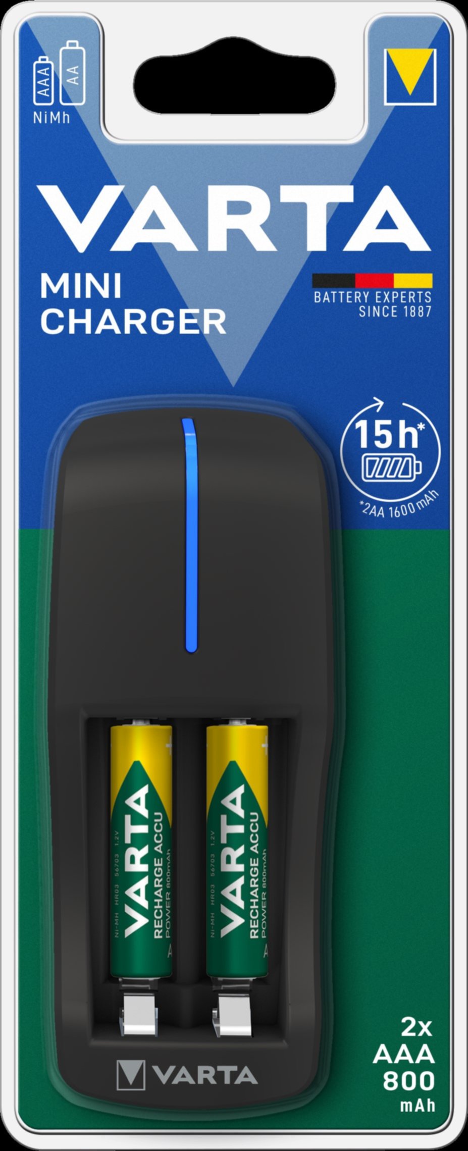 Mini chargeur + 2 aaa 800mah VARTA