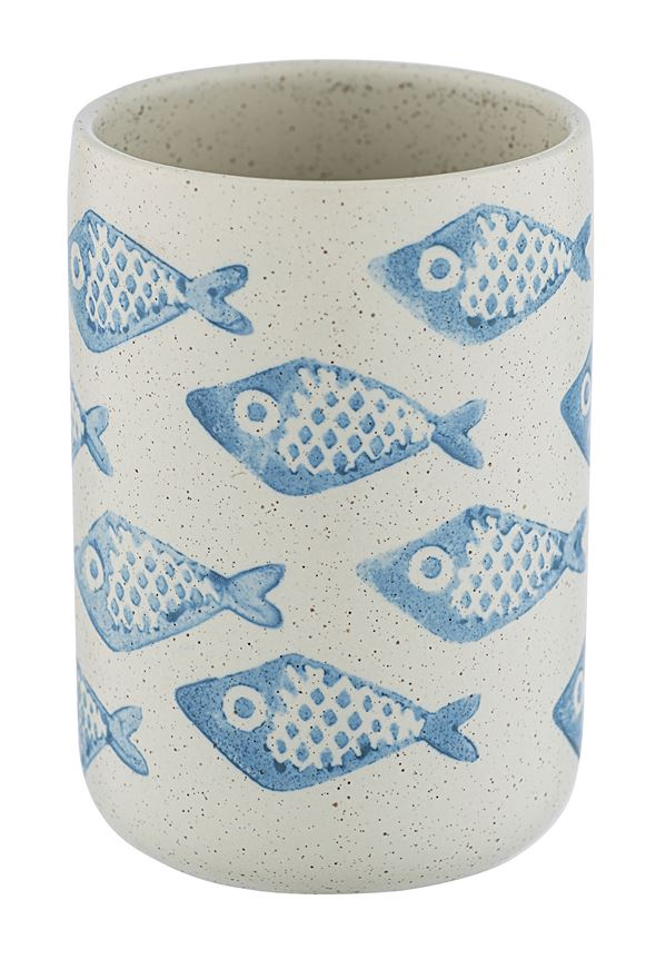 Gobelet brosse à dents Aquamarin céramique blanc/bleu - WENKO