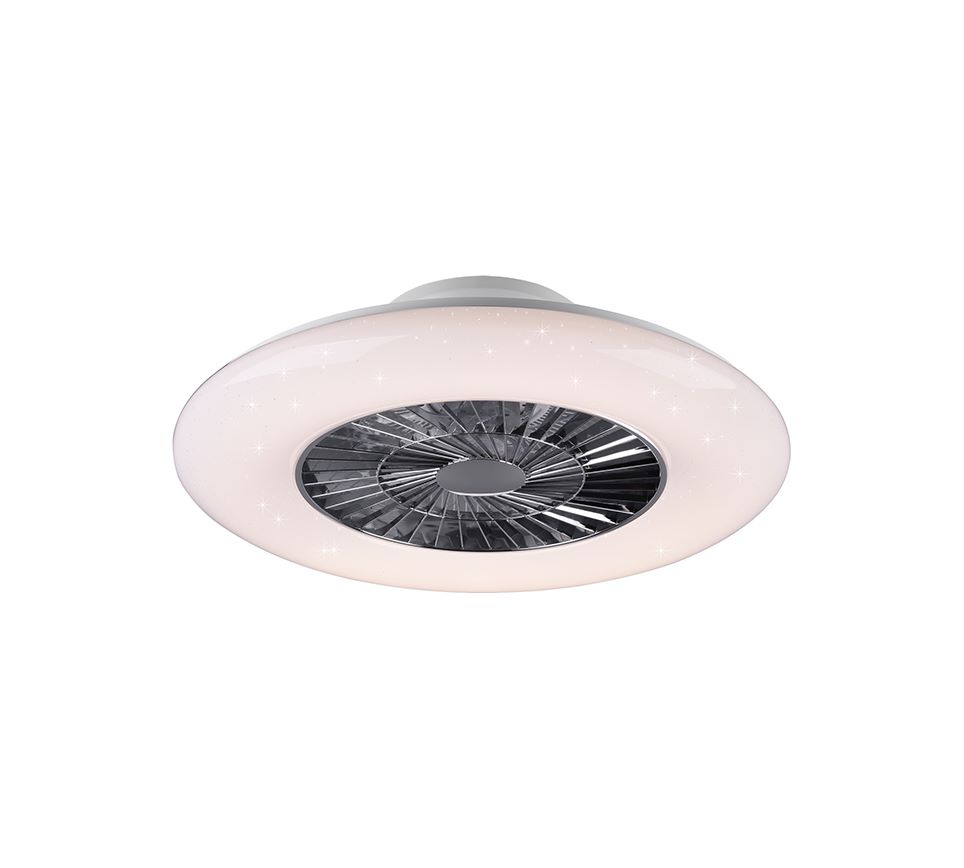 Ventilateur de plafond Visby Ø59,5xh.19,5cm chromé/plastique - TRIO