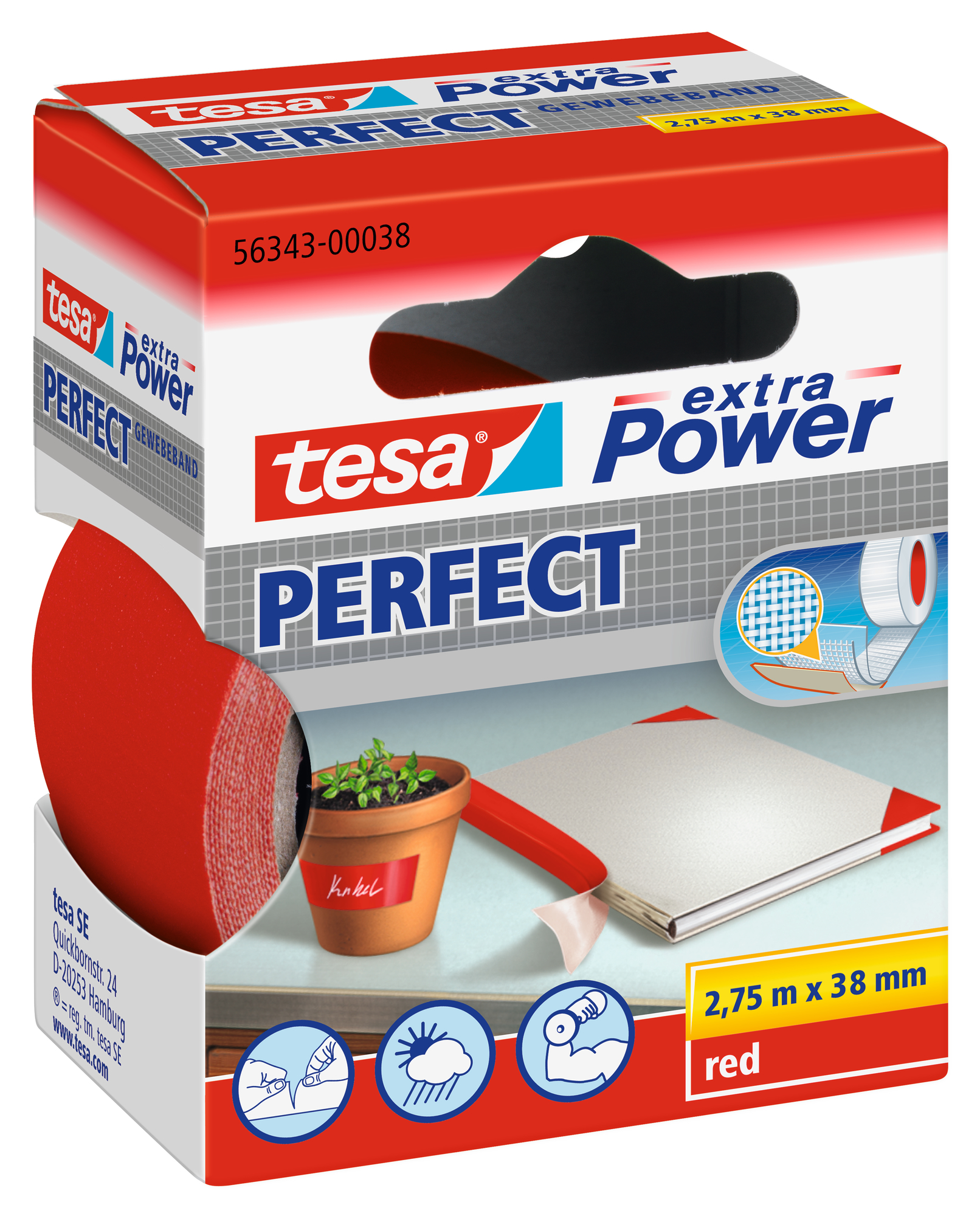 Tesa® réparer extra power rouge 2,75m 38mm