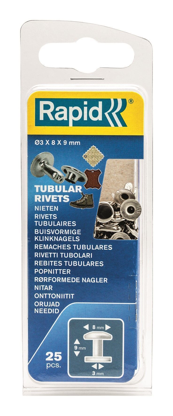 Rivets tubulaires Ø 3 x 8 mm