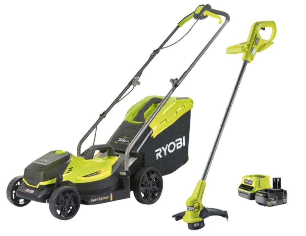 Tondeuse à batterie RLM18X33B50 + coupe-bordures RY18LT23A-0 18V - RYOBI